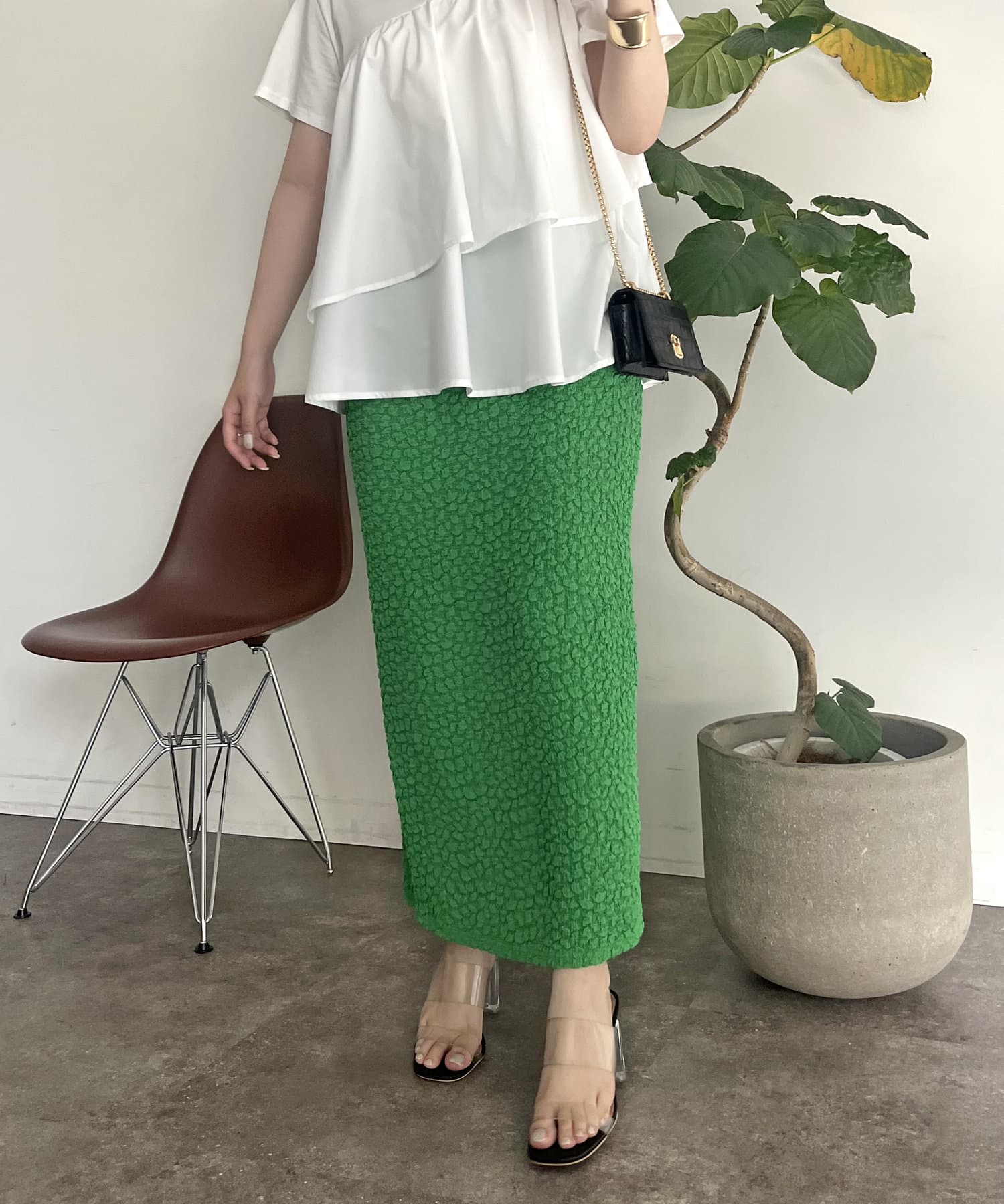 prose verse(プロズヴェール) ストレッチポップコーンナロースカート