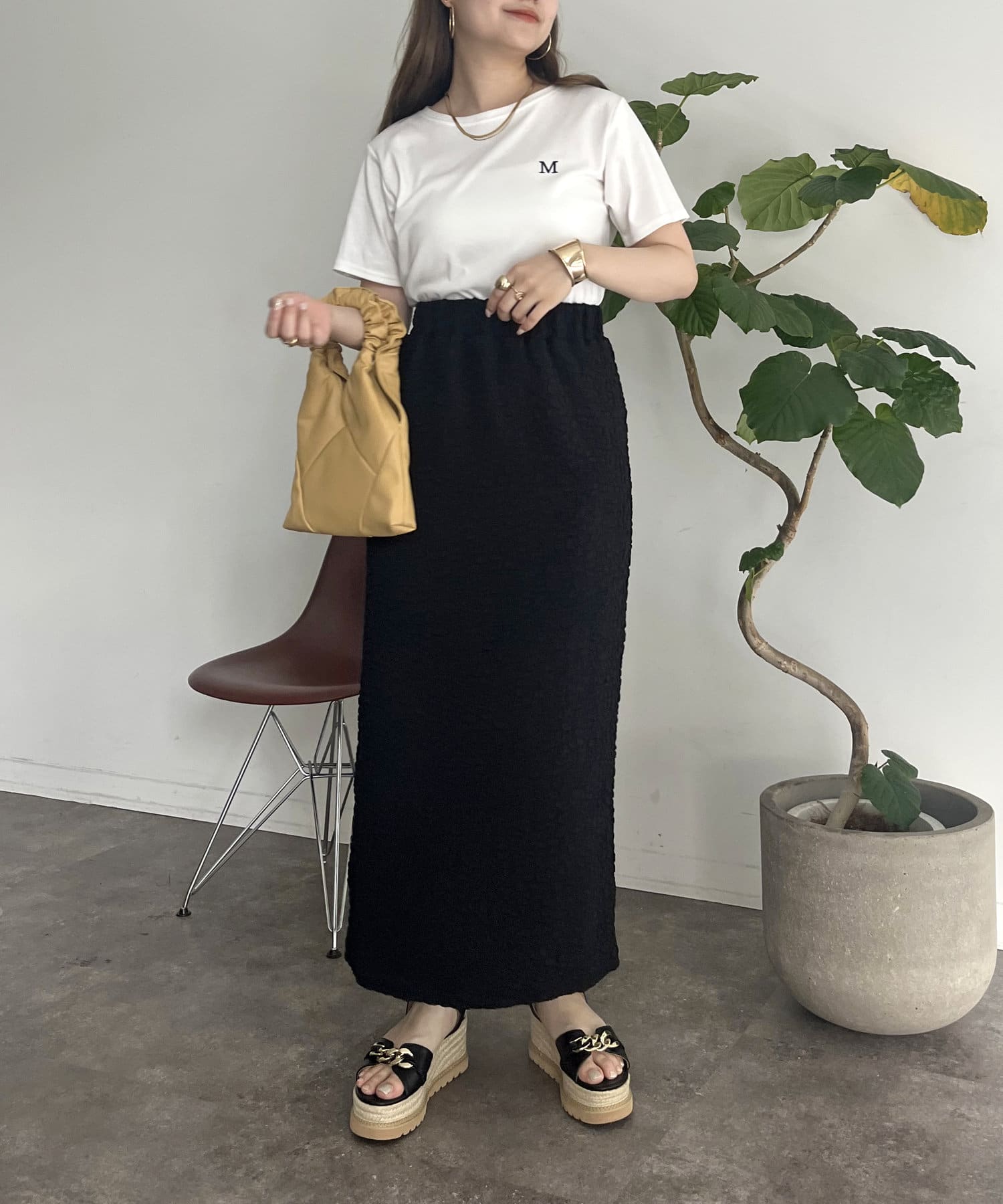 prose verse(プロズヴェール) ストレッチポップコーンナロースカート