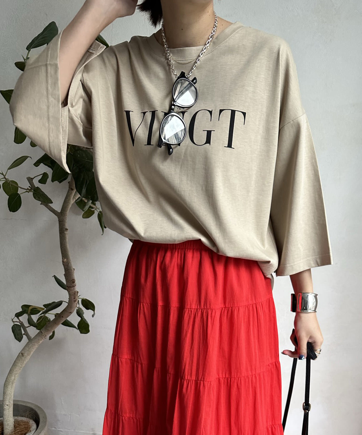DOUDOU(ドゥドゥ) 【WEB限定】 VINGT袖スリットTEE