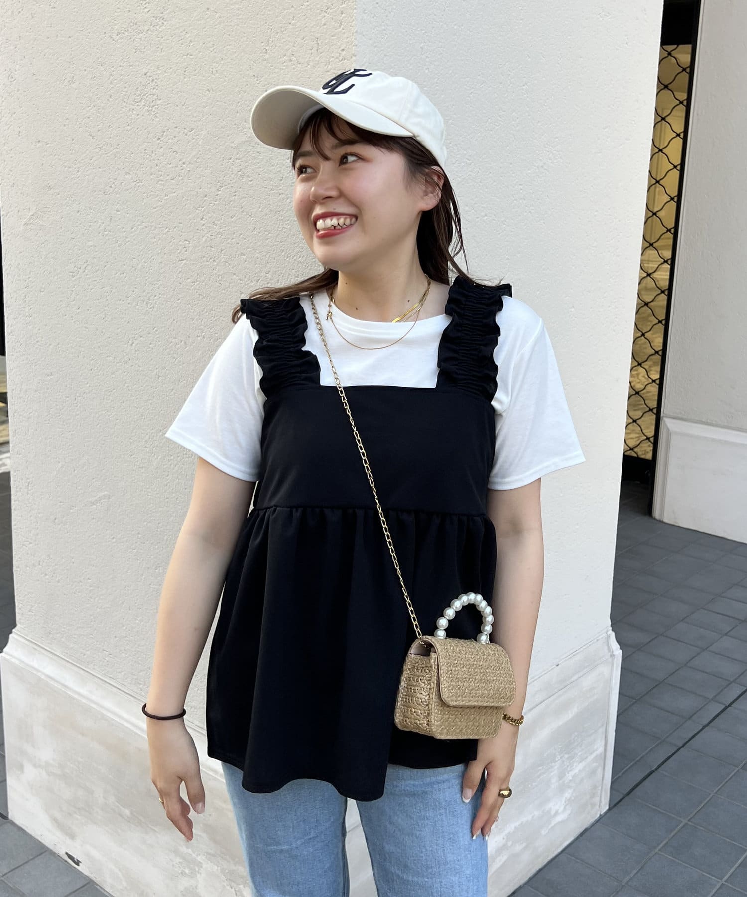 prose verse(プロズヴェール) 【MOMO】肩ギャザーペプラムキャミソール