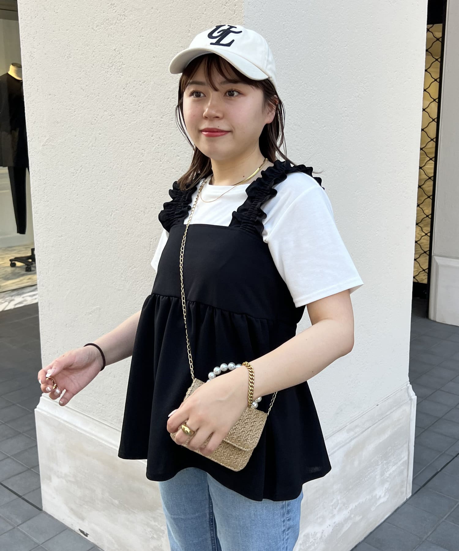 prose verse(プロズヴェール) 【MOMO】肩ギャザーペプラムキャミソール