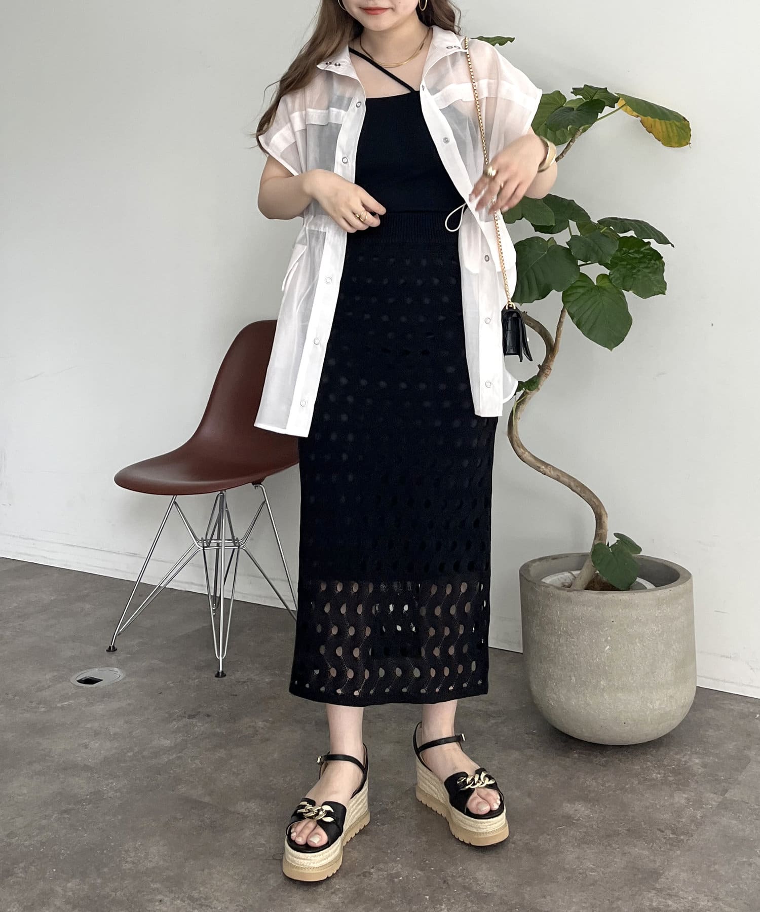 prose verse(プロズヴェール) ウェーブメッシュニットスカート