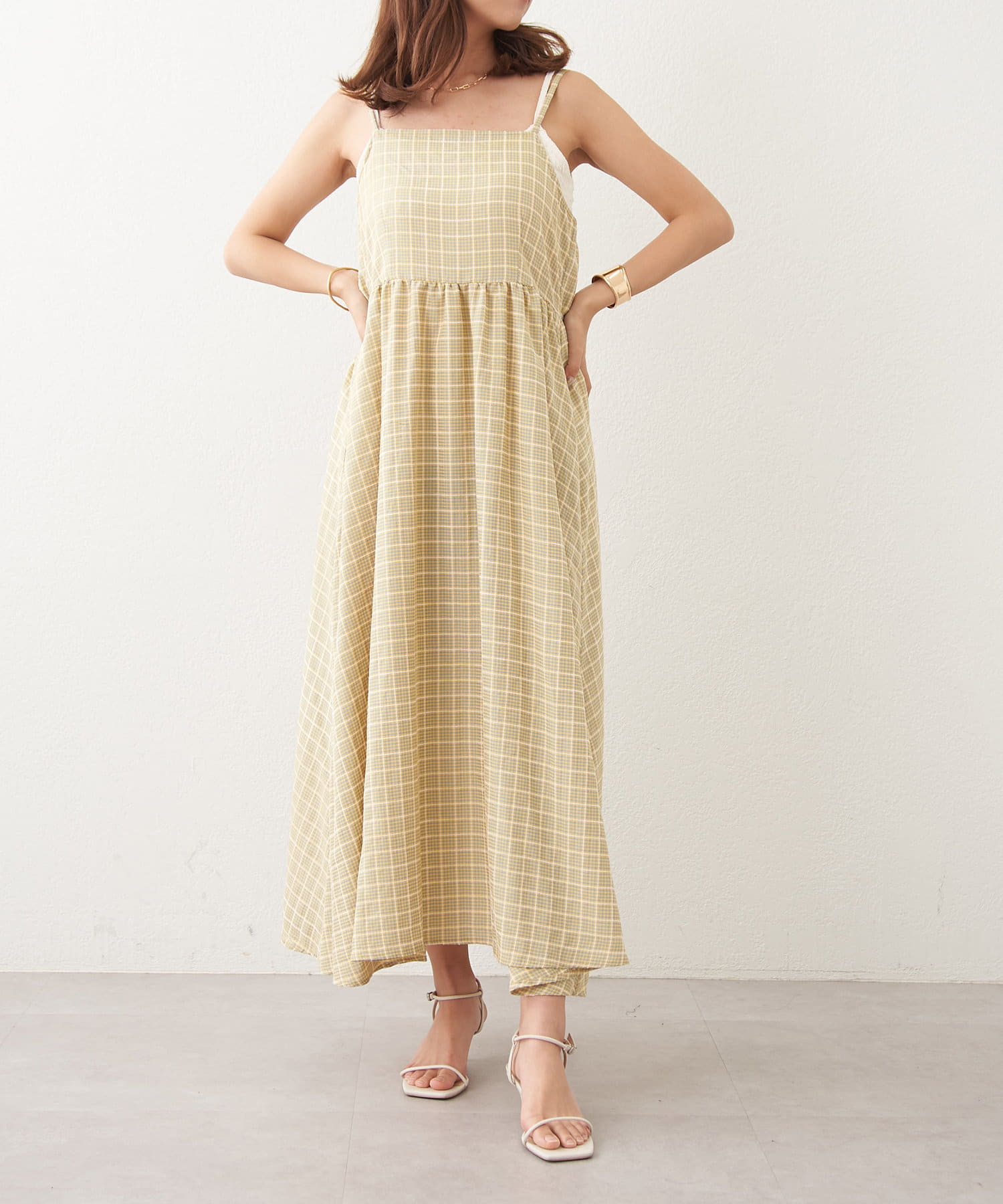 NUNIFE】ポコっとチェックキャミワンピース | NICE CLAUP / OLIVE des