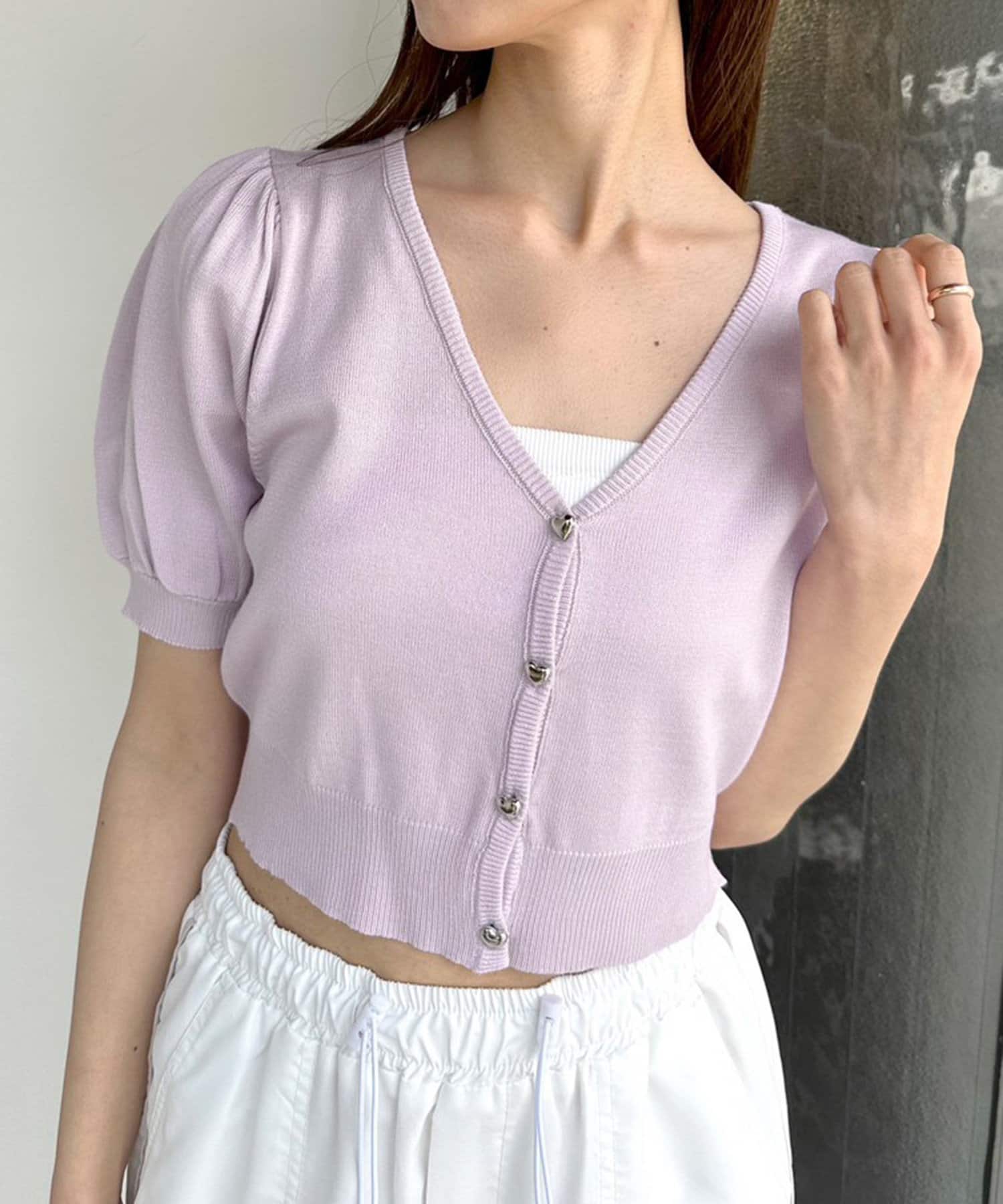 OLIVE des OLIVE(オリーブ デ オリーブ) 半袖ハートボタンカーディガン