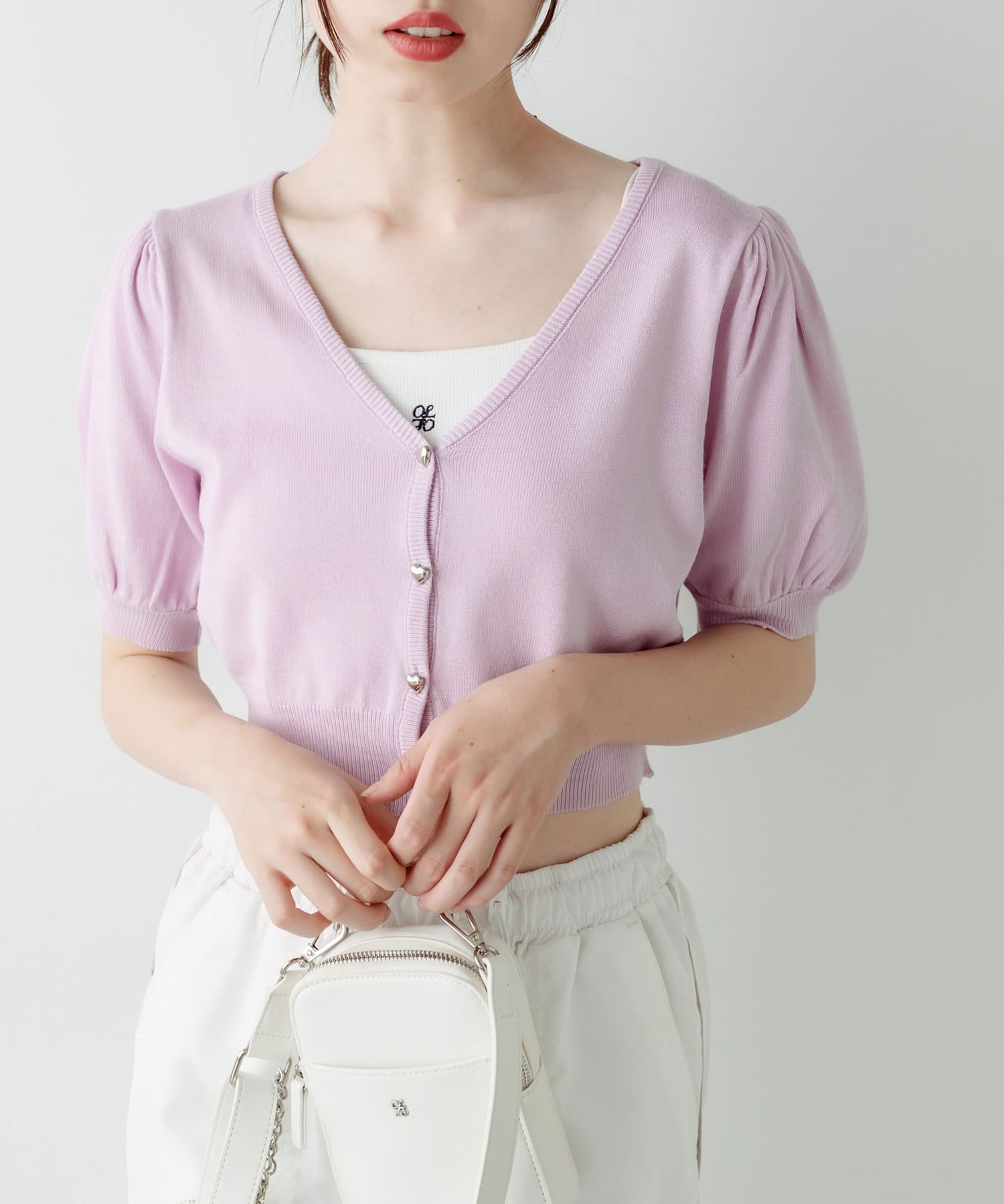 半袖ハートボタンカーディガン | OLIVE des OLIVE(オリーブ デ