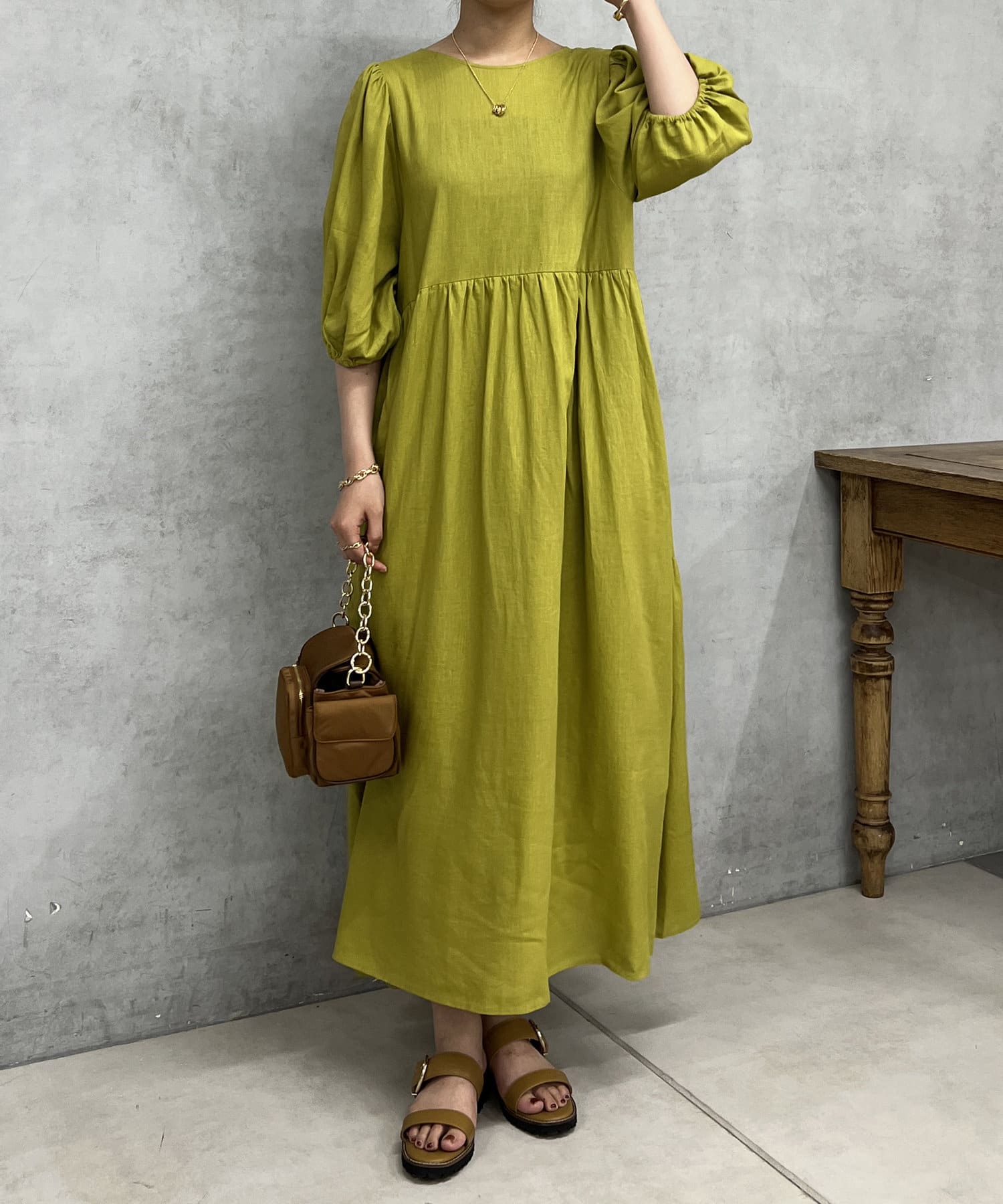 un dix cors(アンディコール) 前後2WAY麻混ティアードワンピース