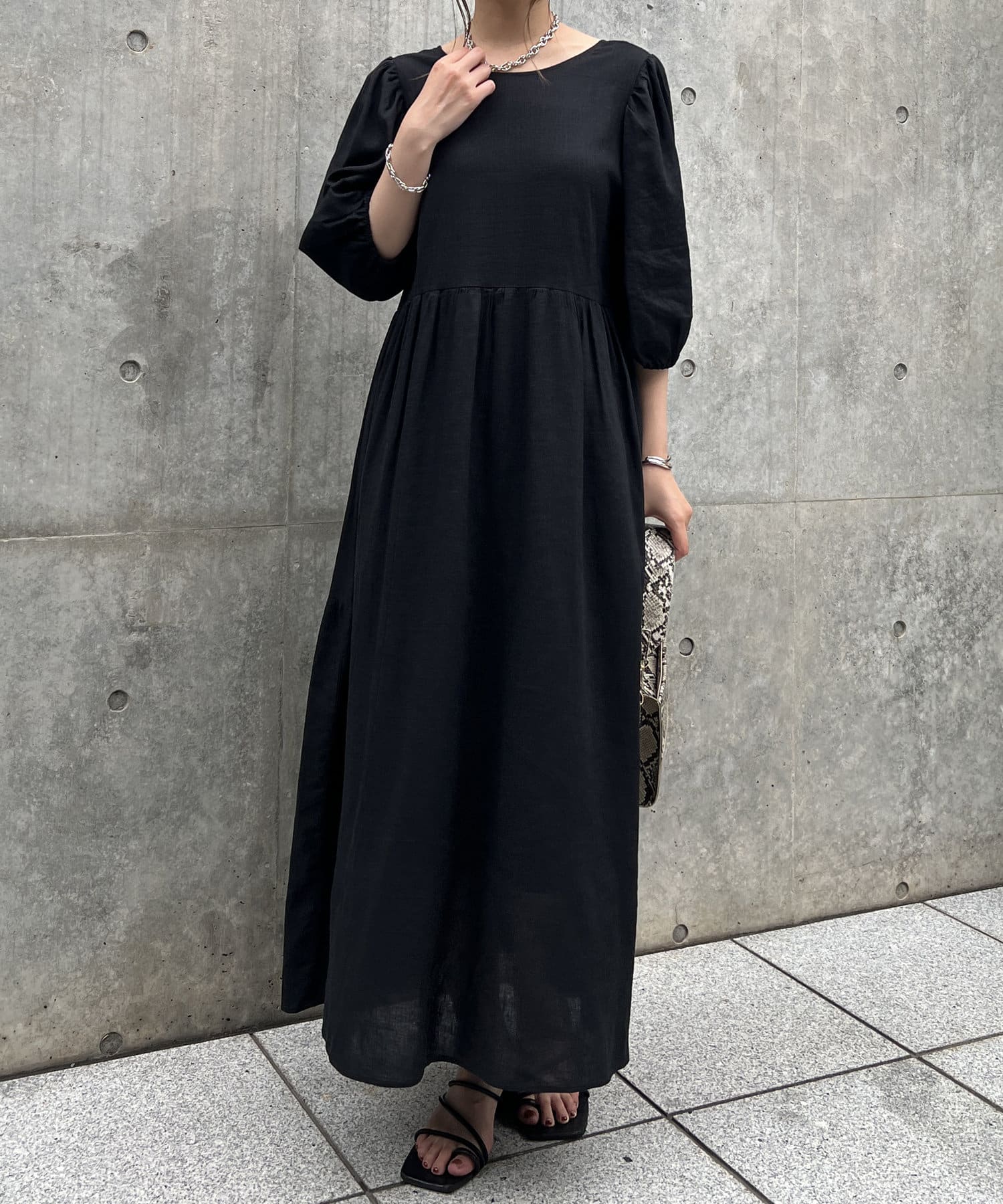 un dix cors(アンディコール) 前後2WAY麻混ティアードワンピース