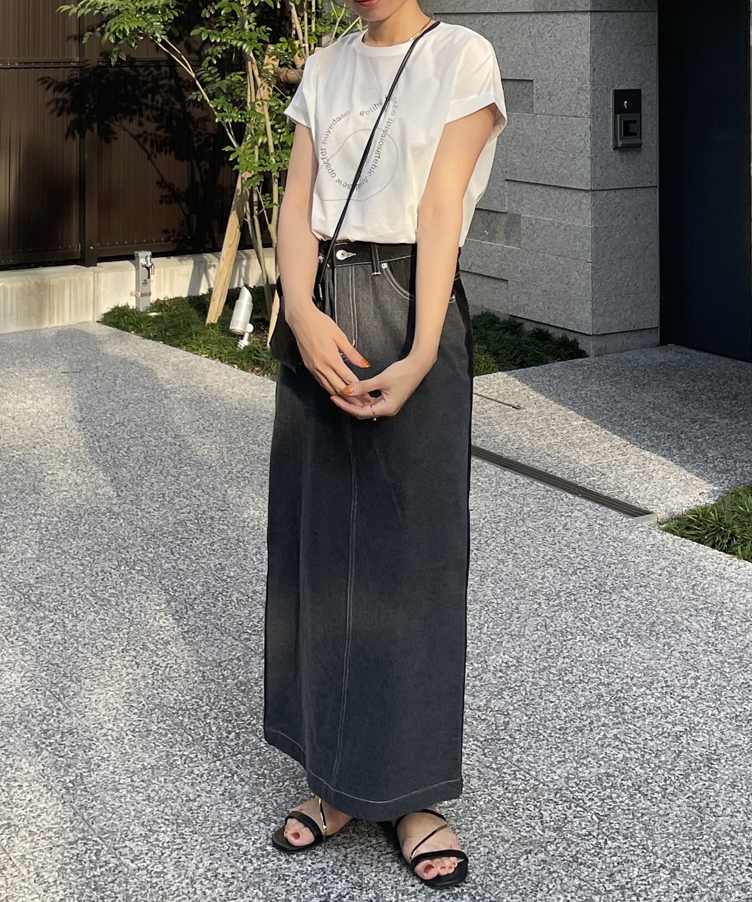 Thevon.(ゼヴォン) カラードッキングロングデニムスカート