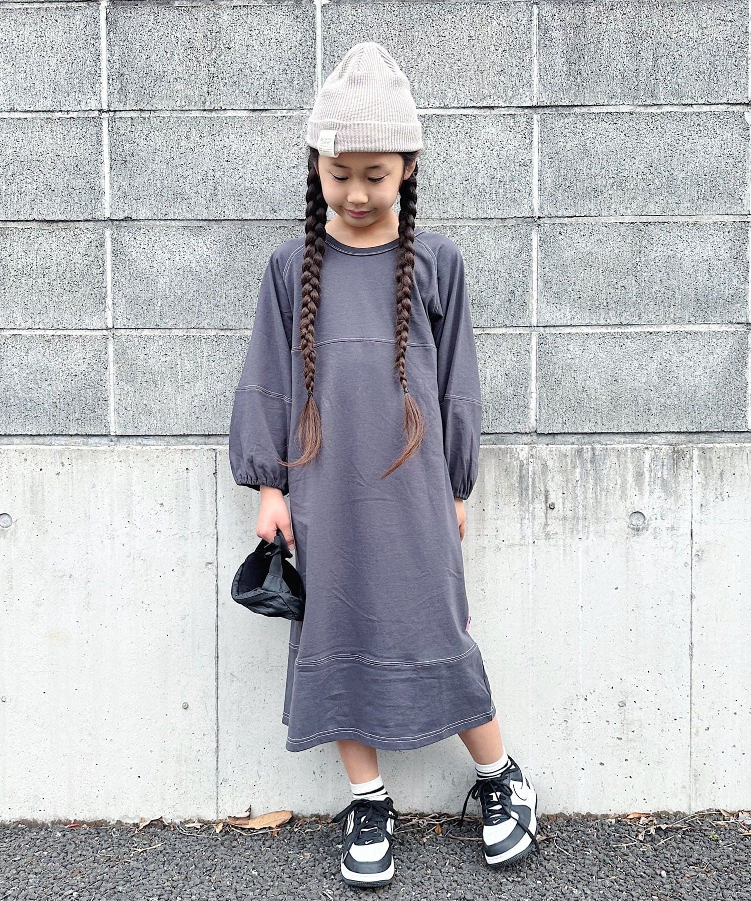 OUTLET(アウトレット) 【CIAOPANIC TYPY】【KIDS】USAコットン配色ステッチワンピース