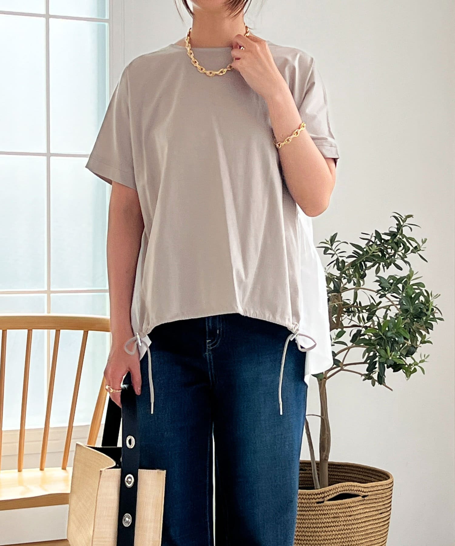 un dix cors(アンディコール) ドッキング裾絞りカットソー