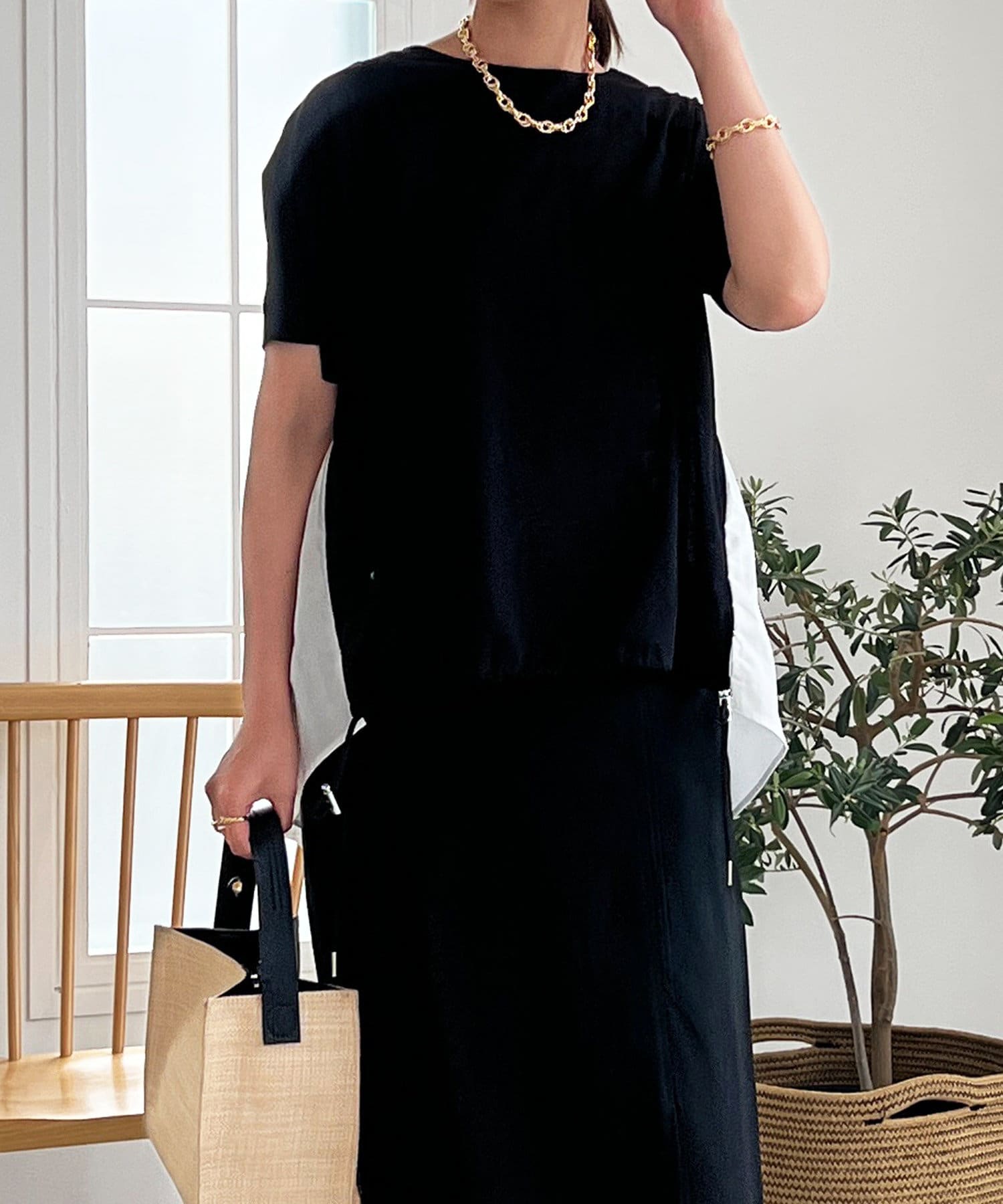 un dix cors(アンディコール) ドッキング裾絞りカットソー