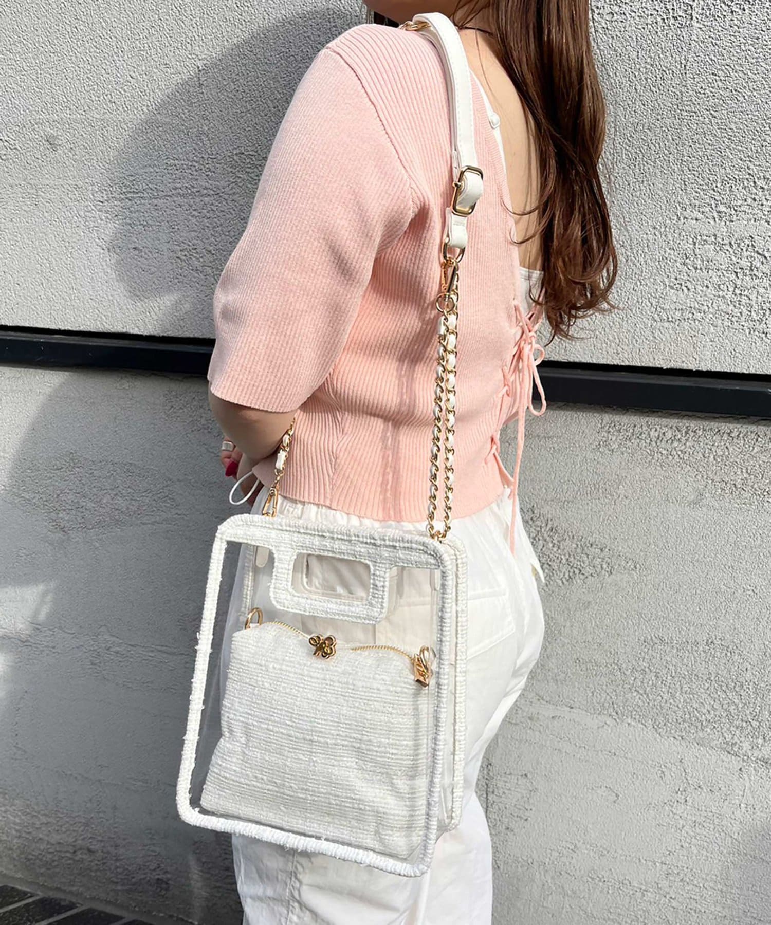 one after another】ツイードポーチ付きPVCバッグ | NICE CLAUP