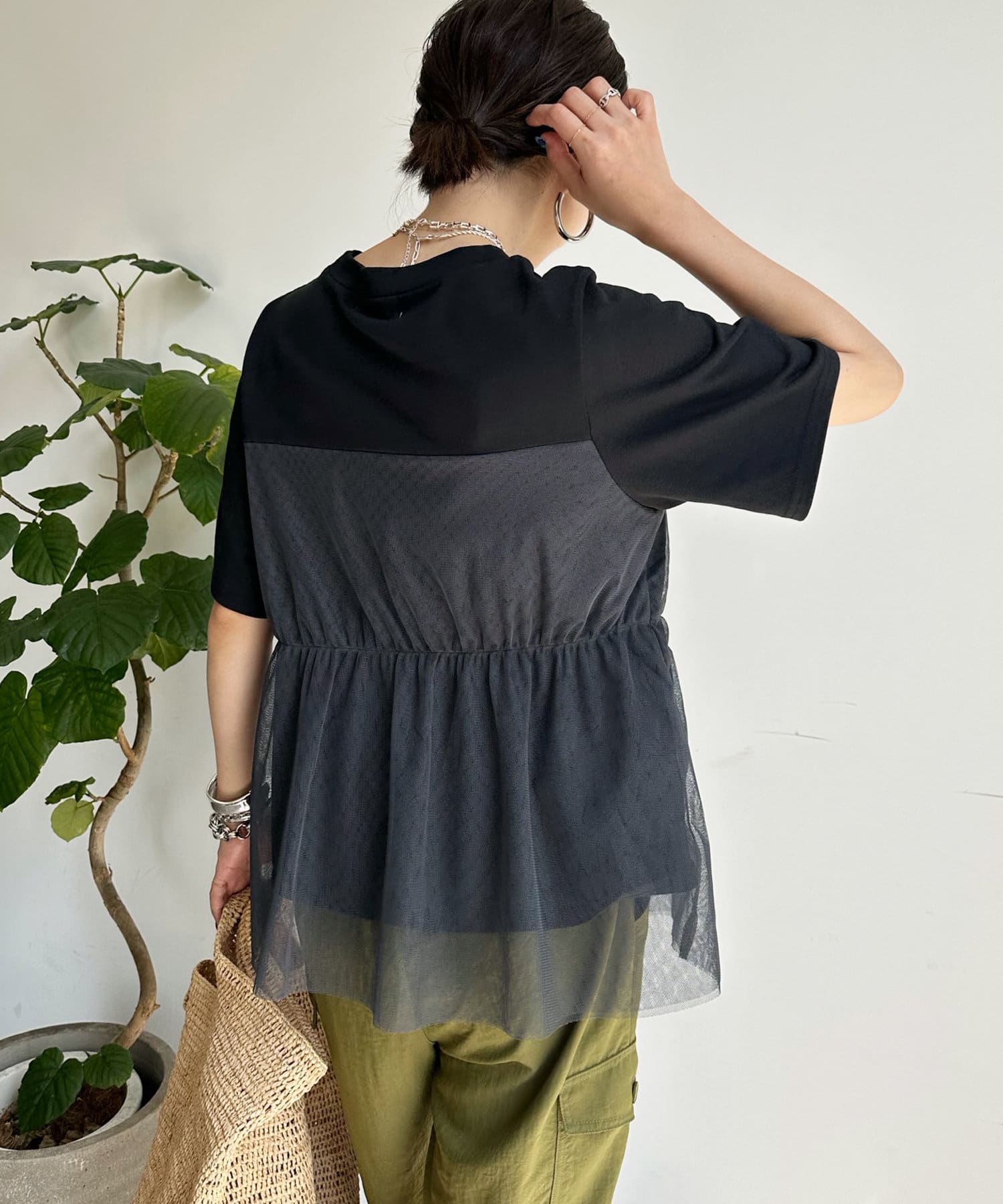 DOUDOU(ドゥドゥ) チュールビスチェレイヤード風TEE