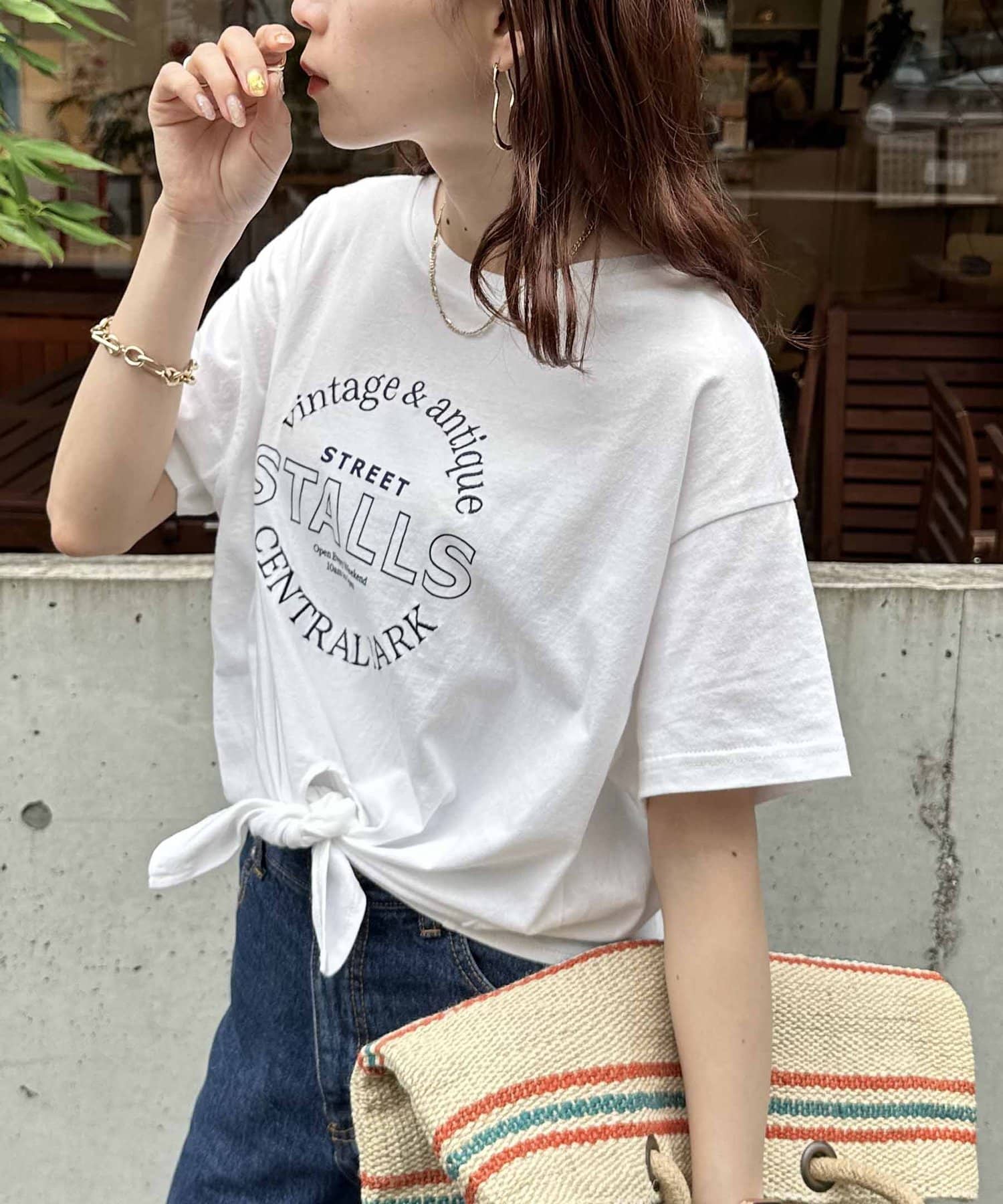 マーケットロゴ前結びTシャツ Discoat(ディスコート)レディース PAL CLOSET(パルクローゼット)  パルグループ公式ファッション通販サイト