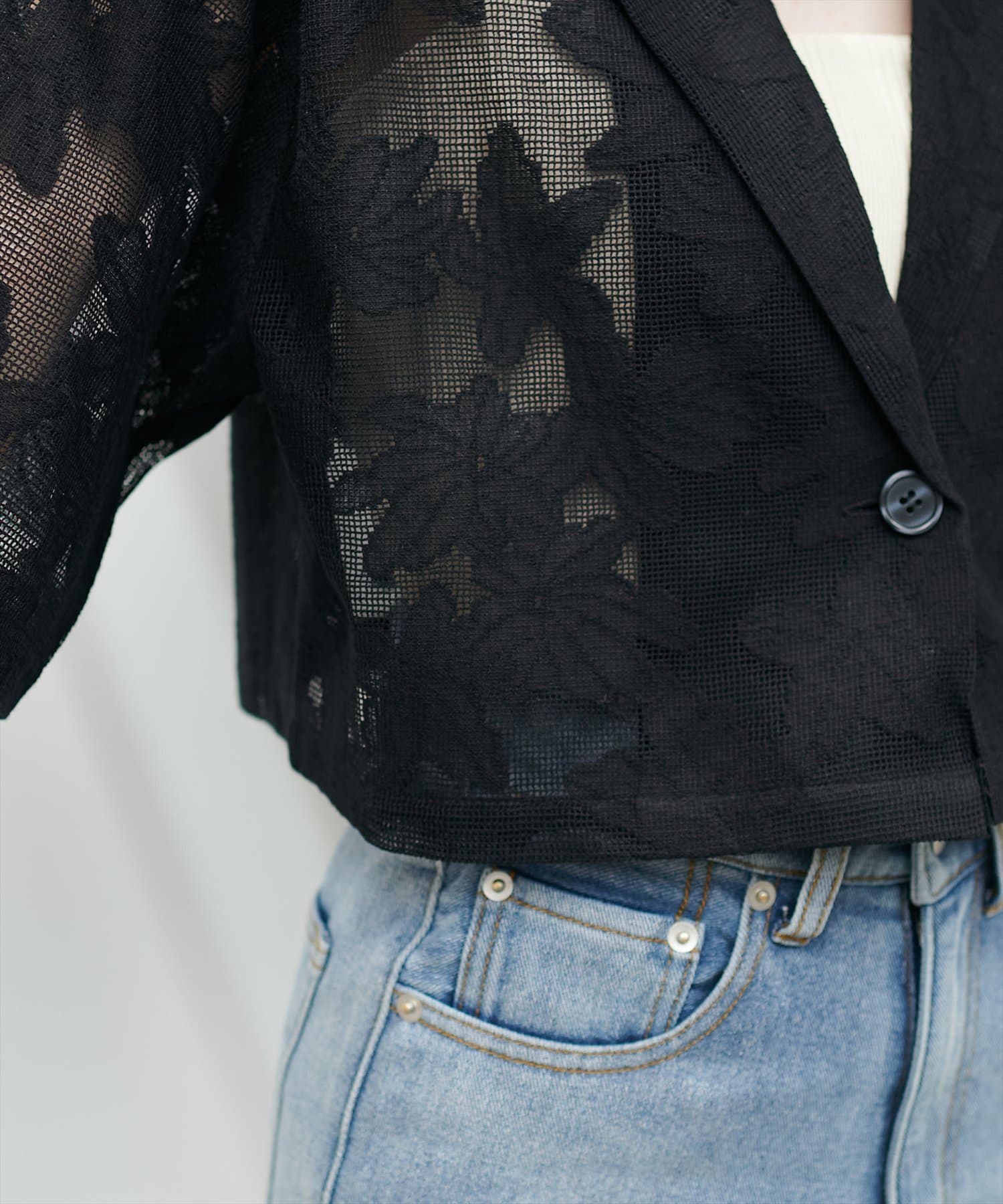 natural couture(ナチュラルクチュール) クロシェレースシャツジャケット