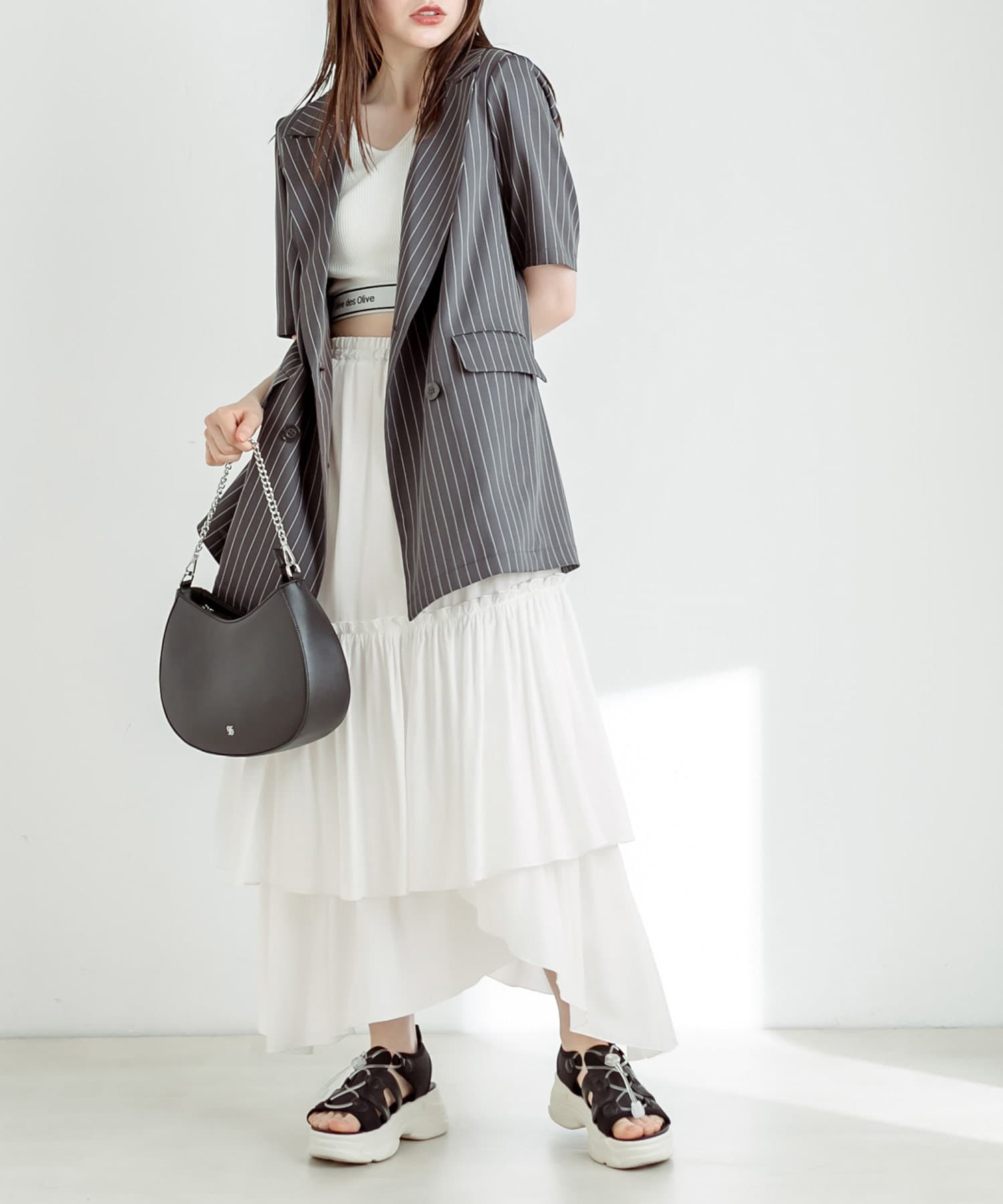 OLIVE des OLIVE(オリーブ デ オリーブ) とろみランダムティアードスカート