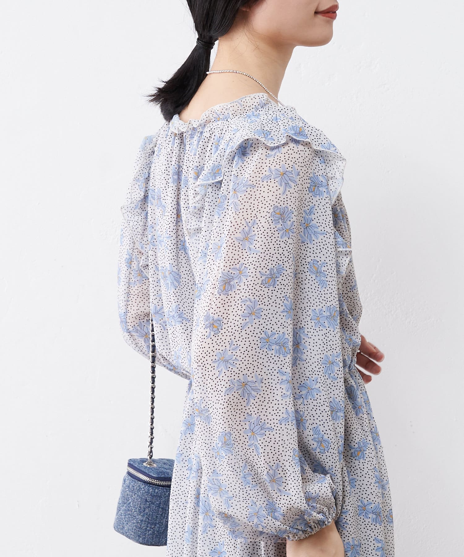 OUTLET(アウトレット) 【SHENERY】ウエスト切替プリントドレス