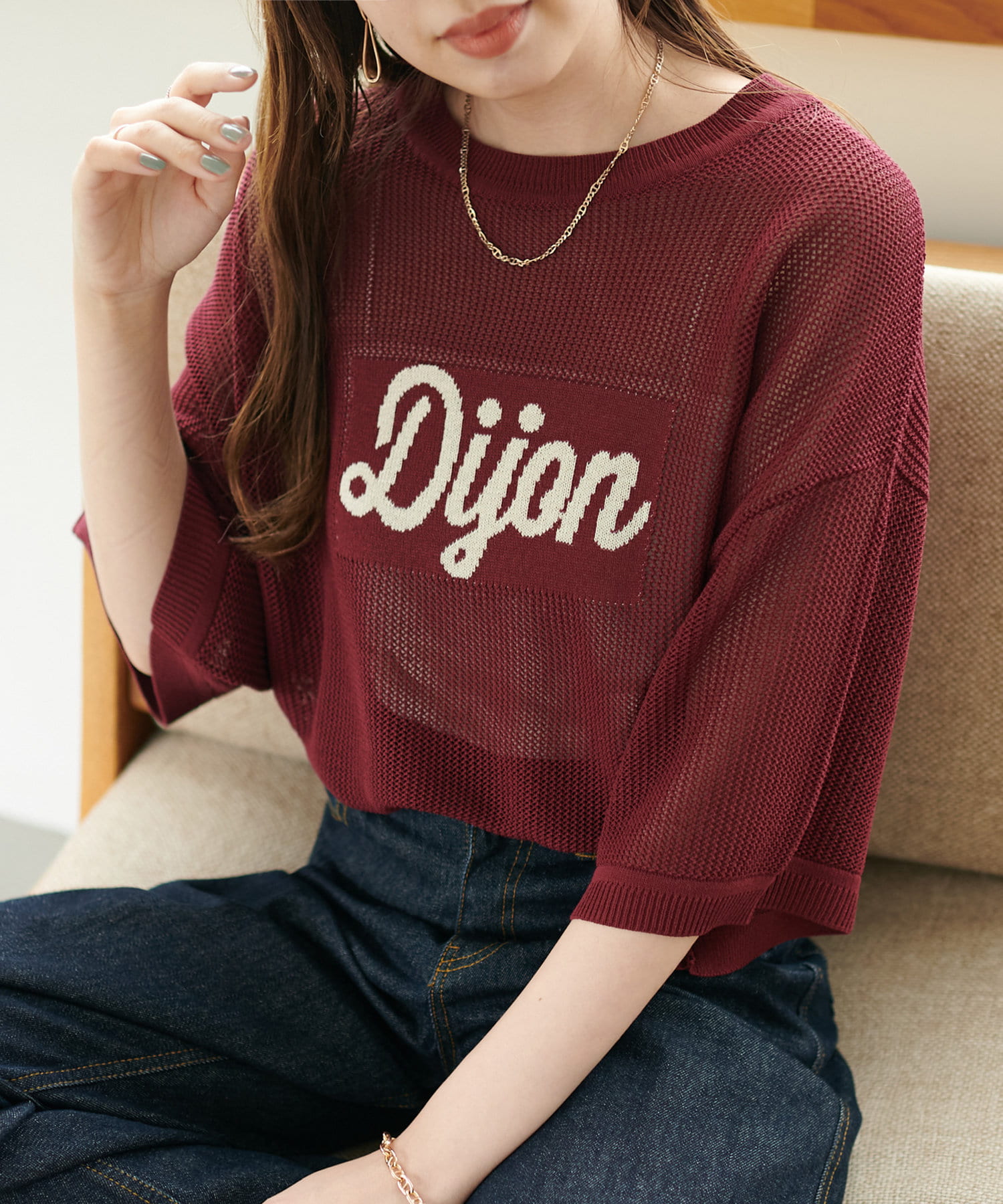 ユニセックス】DijonロゴメッシュニットTシャツ | Discoat(ディス