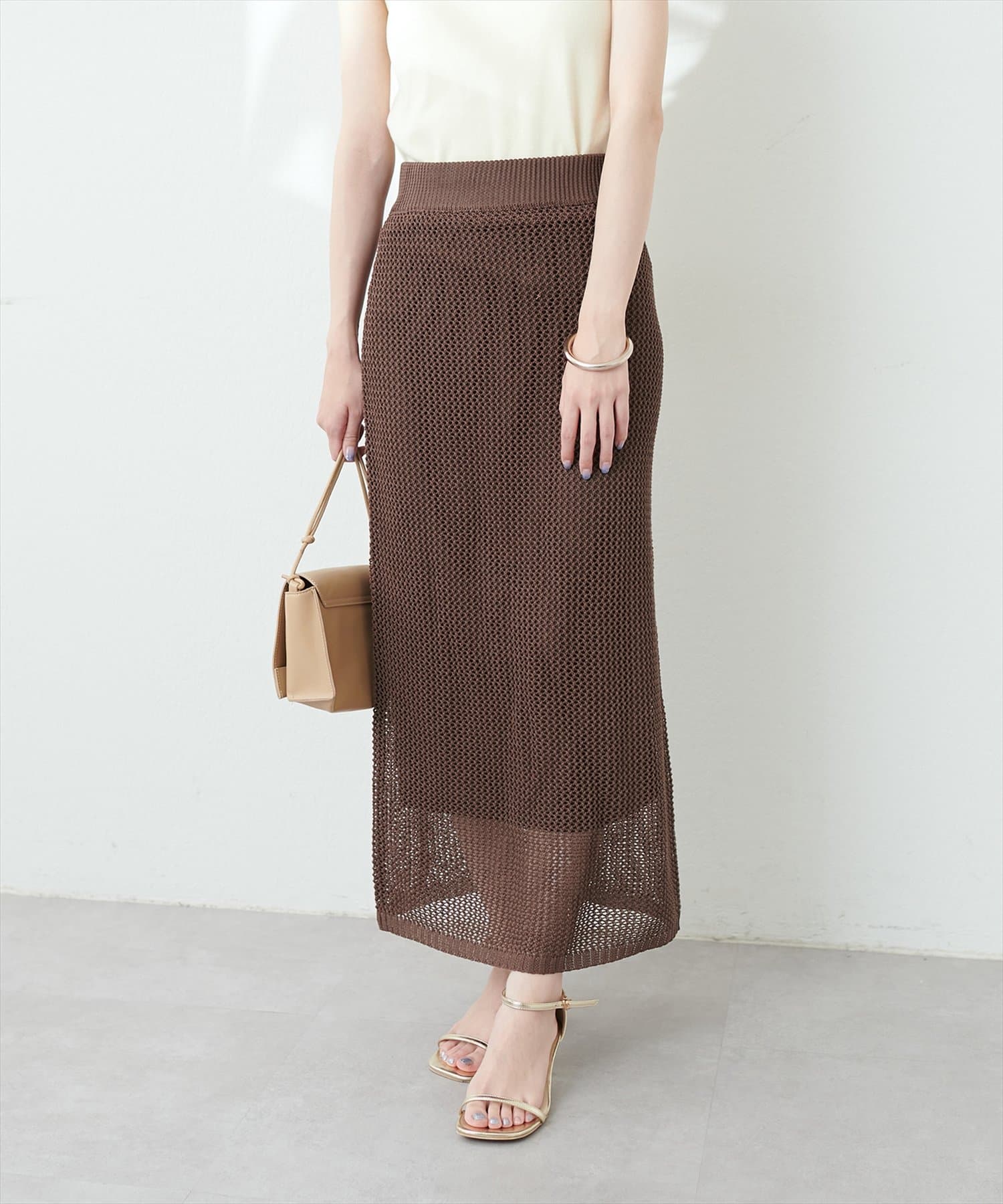 メッシュ編みニットスカート | natural couture(ナチュラルクチュール