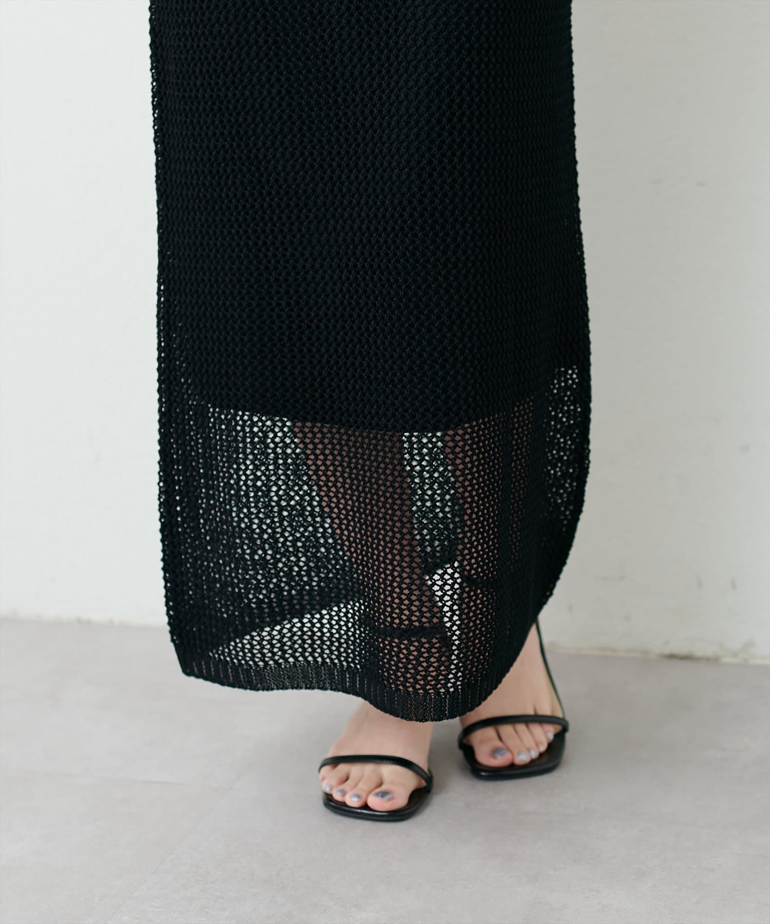natural couture(ナチュラルクチュール) メッシュ編みニットスカート