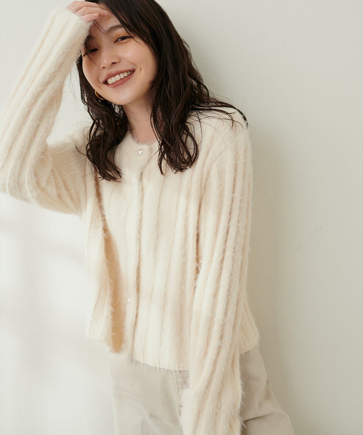 Cropped Pearl Cardigan カーディガン パール エクリュ - www ...