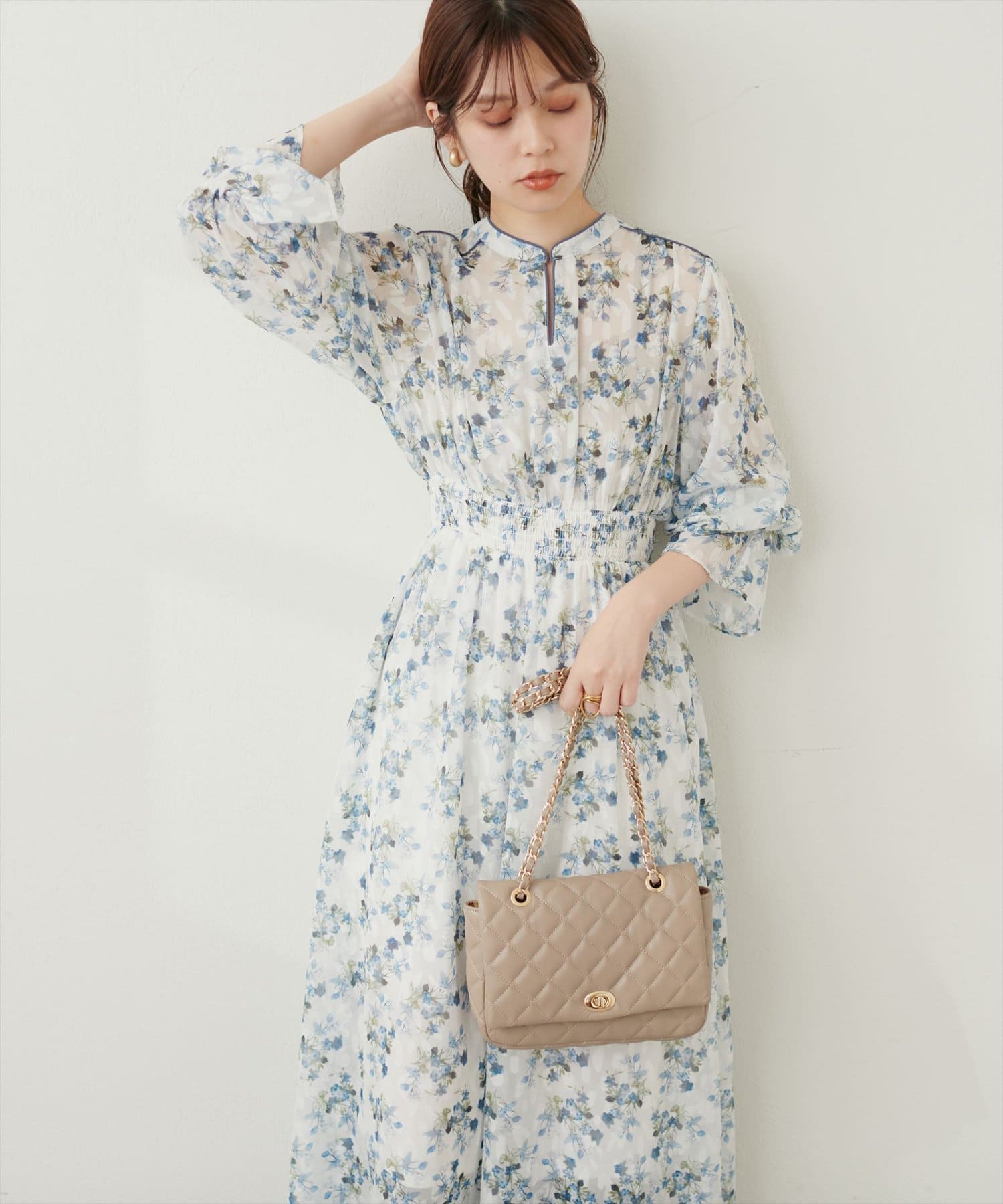 フラワージャガードプチハイパイピングワンピース | natural フラワージャガードプチハイパイピングワンピース | natural