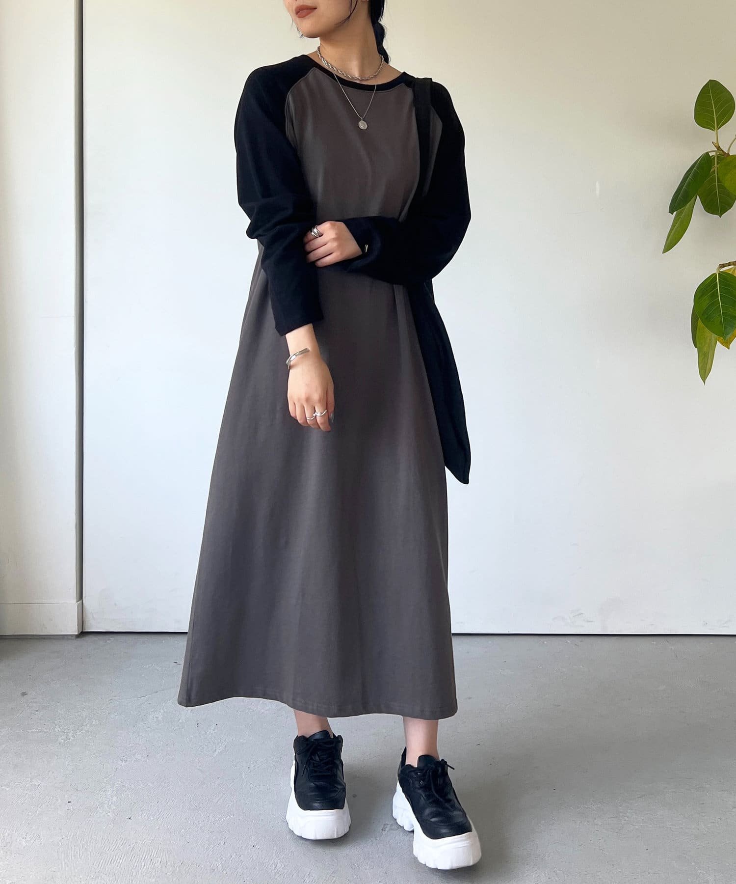 un dix cors(アンディコール) シルケット風ラグランワンピース