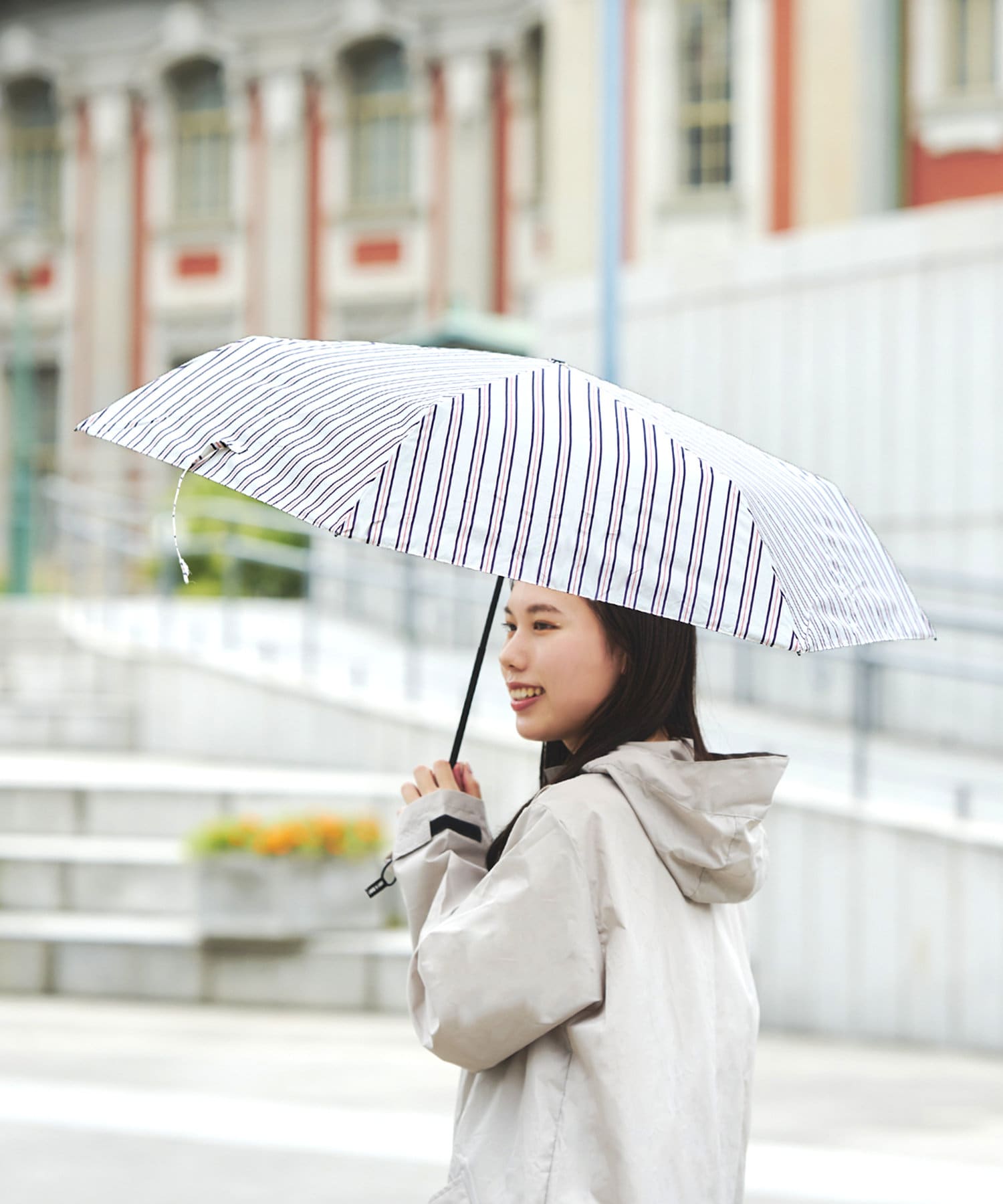 WEB限定晴雨兼用スリム折りたたみ傘ボーダー | salut!(サリュ