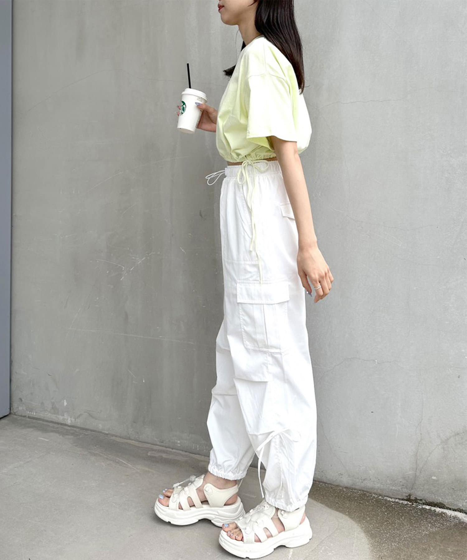 OLIVE des OLIVE(オリーブ デ オリーブ) 裾リボンクロップドTシャツ