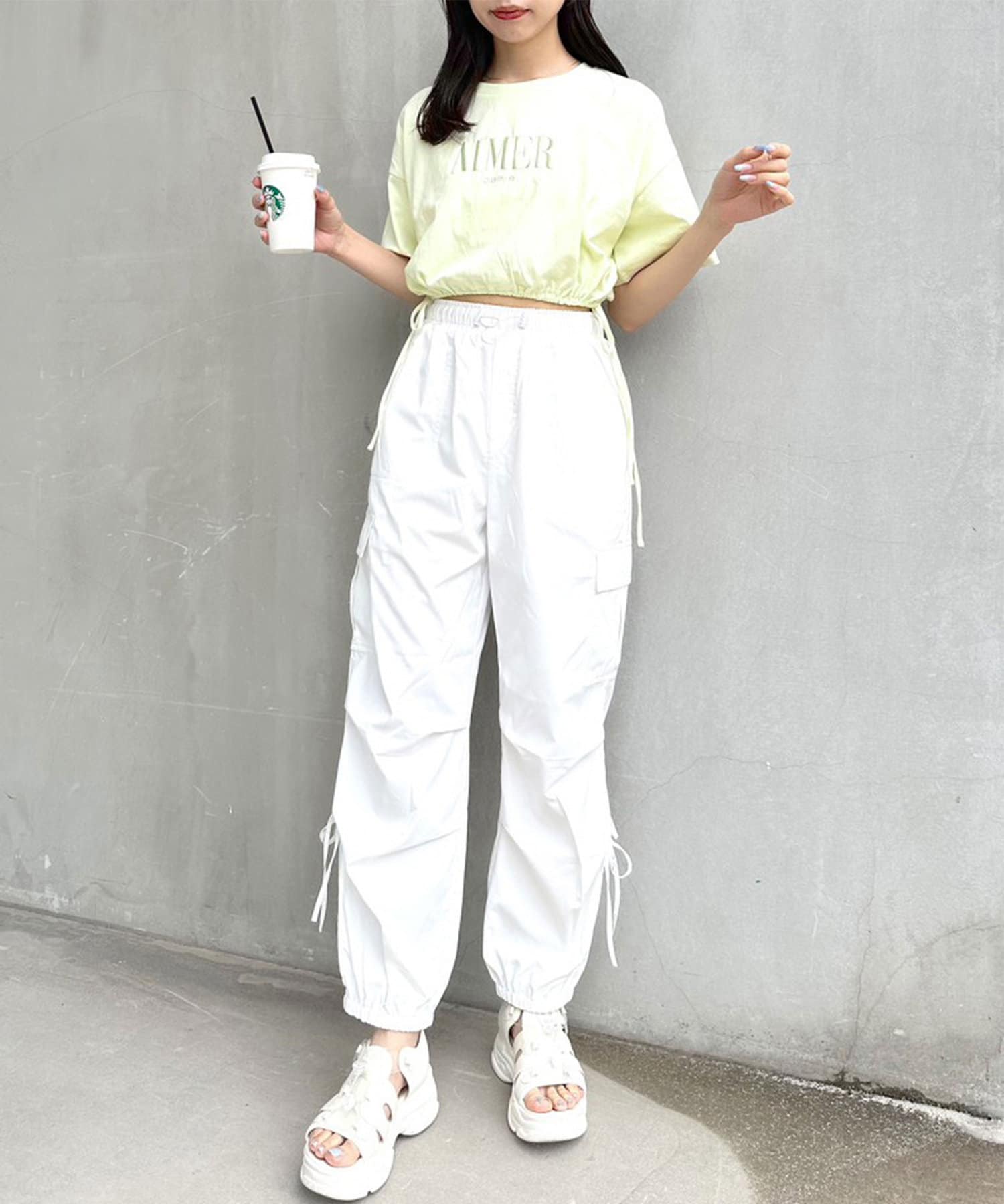 OLIVE des OLIVE(オリーブ デ オリーブ) 裾リボンクロップドTシャツ