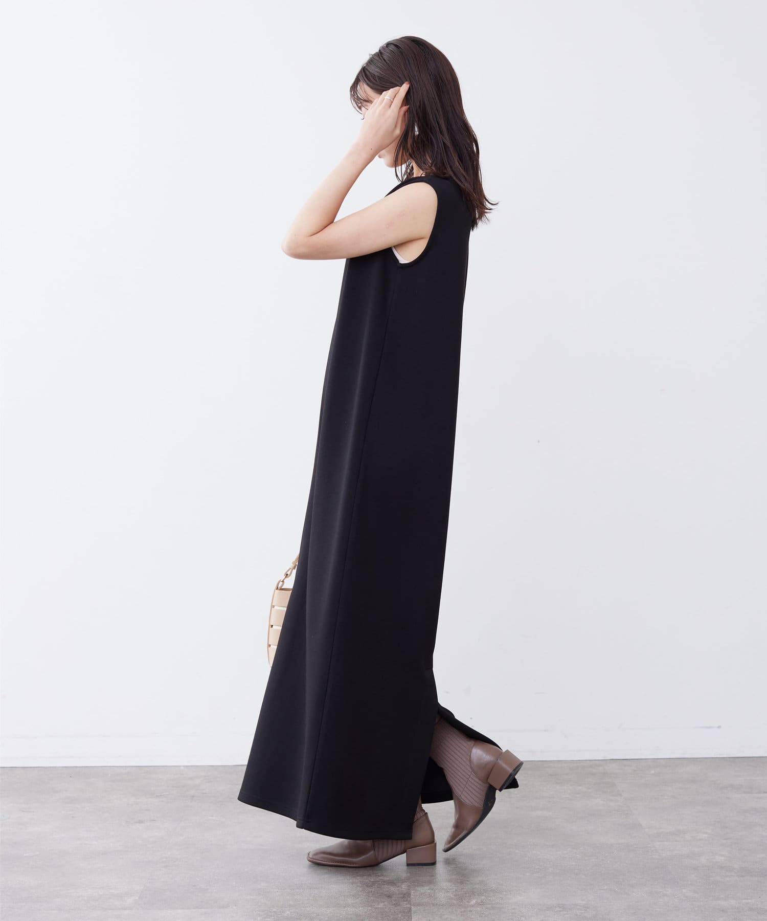 Chez toi(シェトワ) 【お得なセットアイテム】ダンボールニットプルオーバー×ノースリワンピース