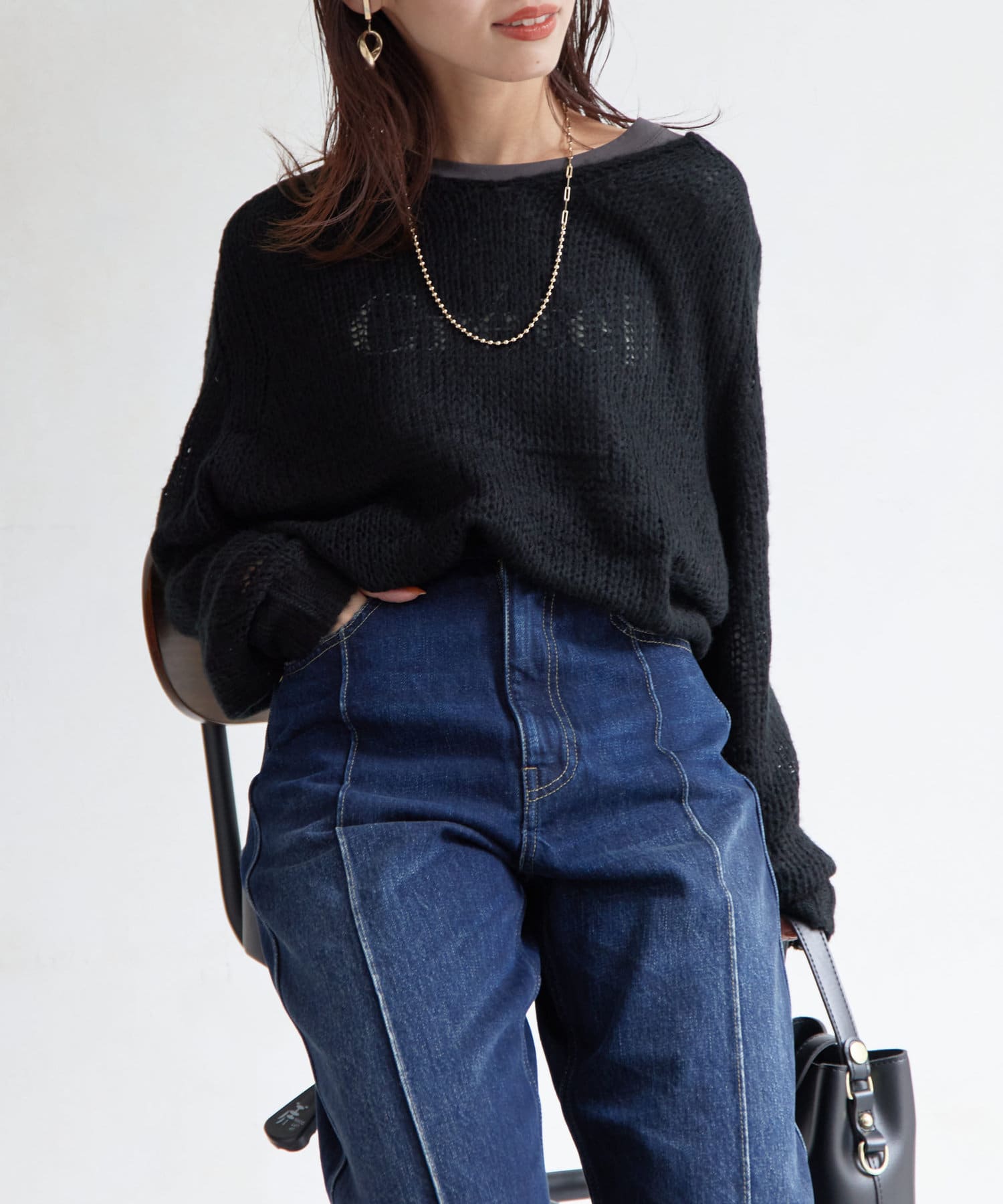 Chez toi(シェトワ) モヘアライクシアーVネックプルオーバー