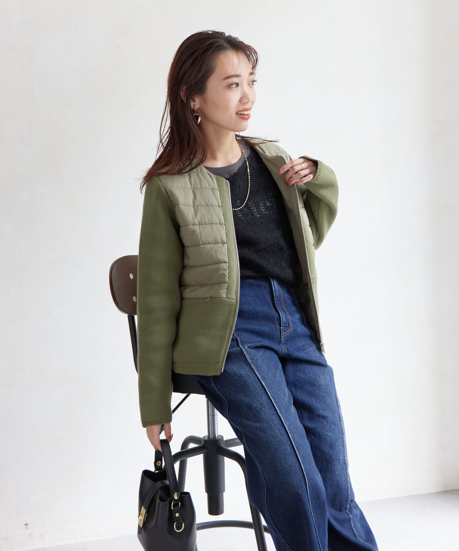Chez toi(シェトワ) モヘアライクシアーVネックプルオーバー
