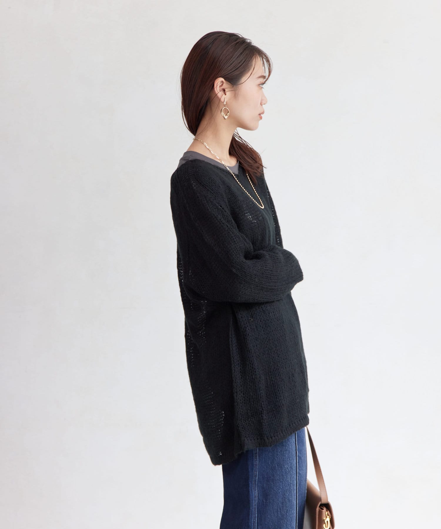 Chez toi(シェトワ) モヘアライクシアーVネックプルオーバー
