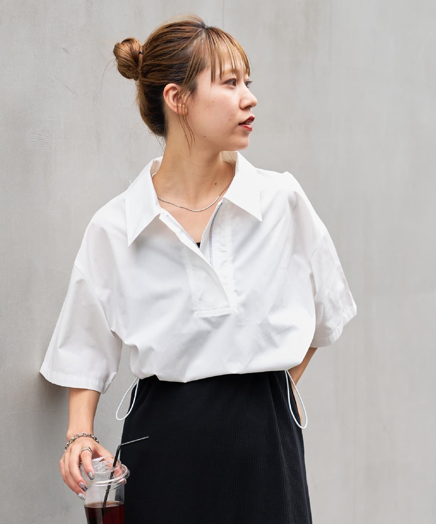 ハーフジップ裾ドロスト半袖シャツ | COLONY 2139(コロニー トゥーワン 