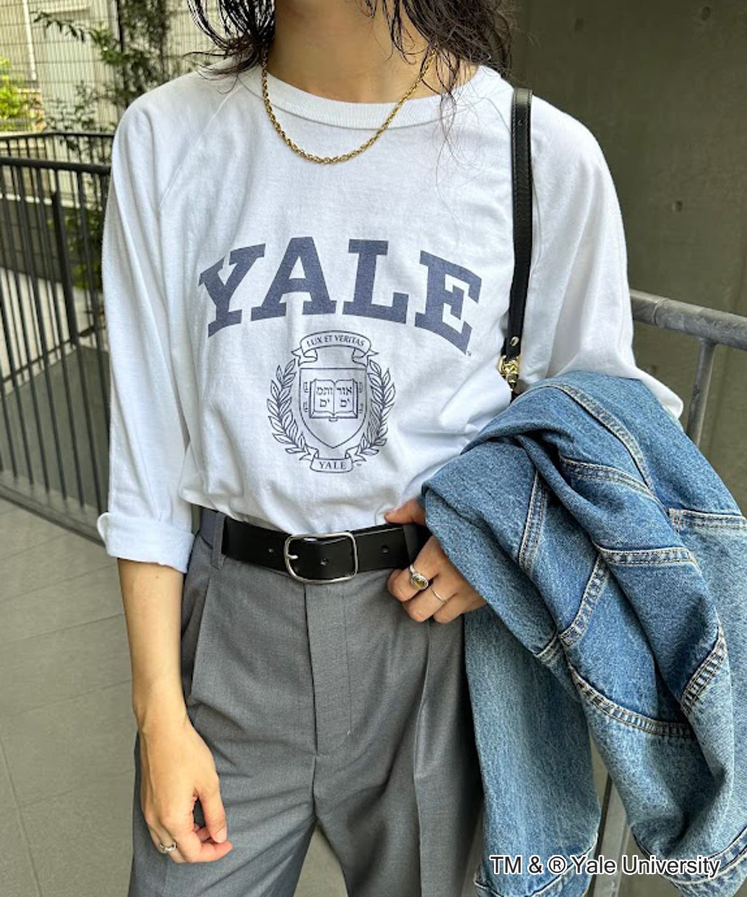 line 60s ベルバシーン YALE ラグランTシャツ(七分) USA製 ネイビー L