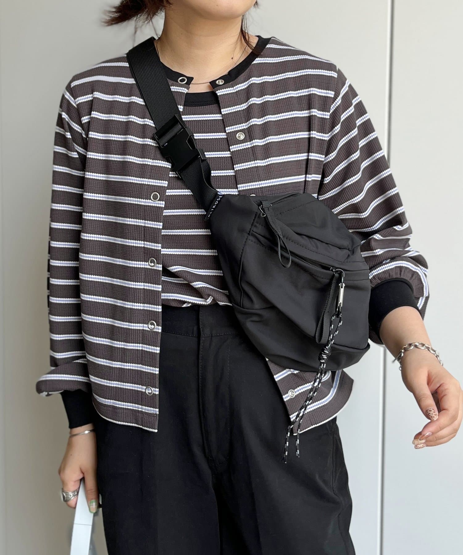 CPCM(シーピーシーエム) インナーセットワッフルボーダーカーディガン