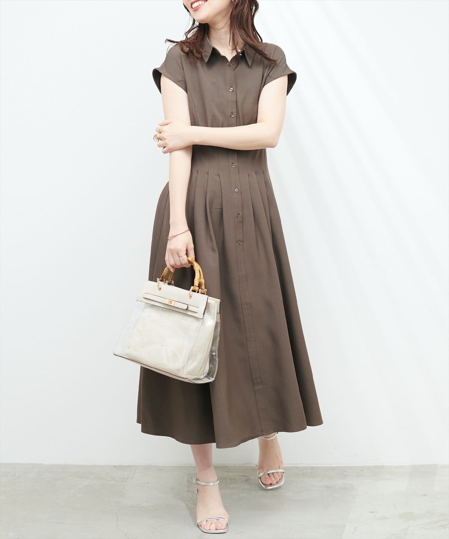 natural couture(ナチュラルクチュール) madoka衿付きタックワンピース
