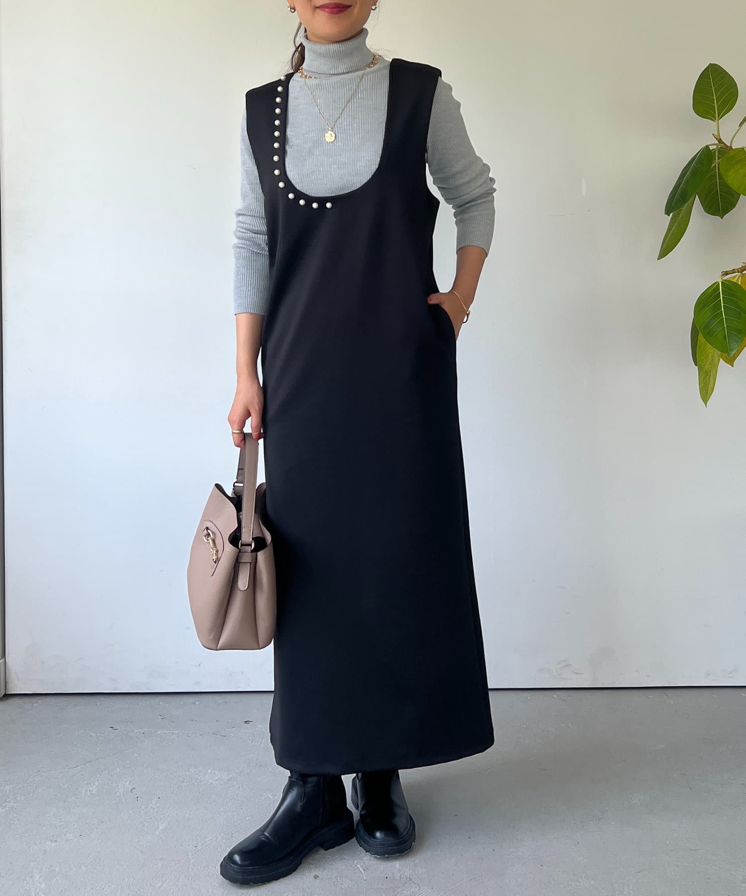 un dix cors(アンディコール) 前後2WAYVネックパールジャンスカ