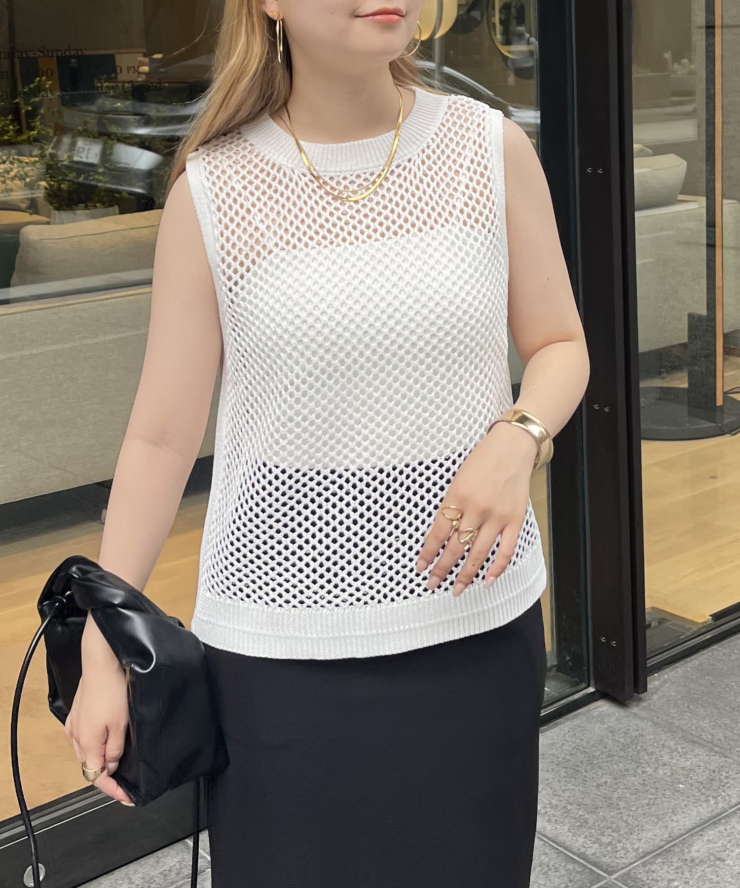 prose verse(プロズヴェール) ノースリーブメッシュニット