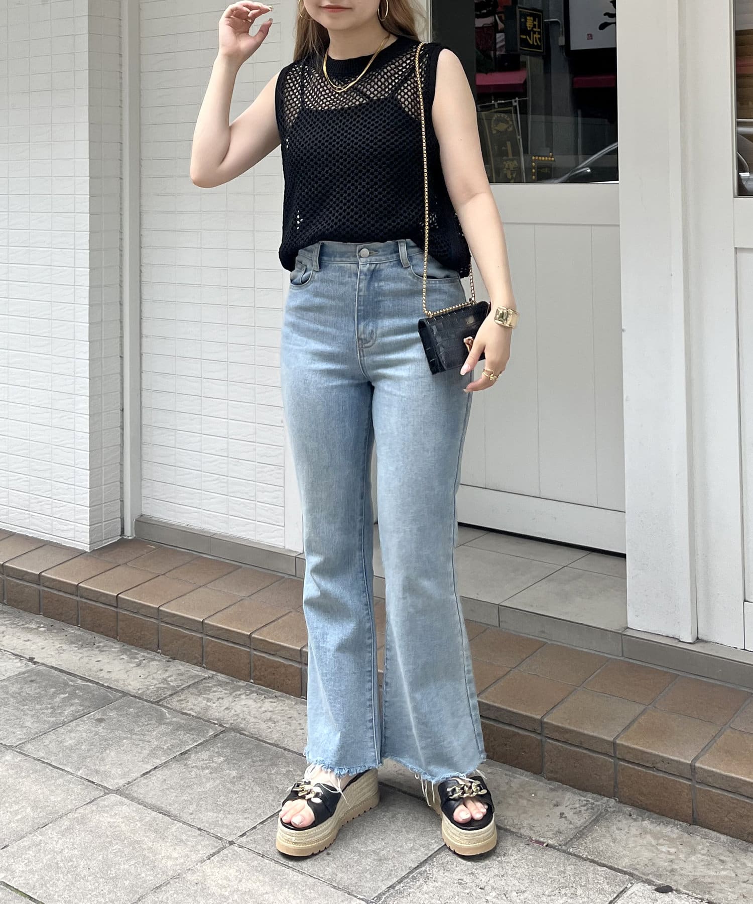 prose verse(プロズヴェール) ノースリーブメッシュニット