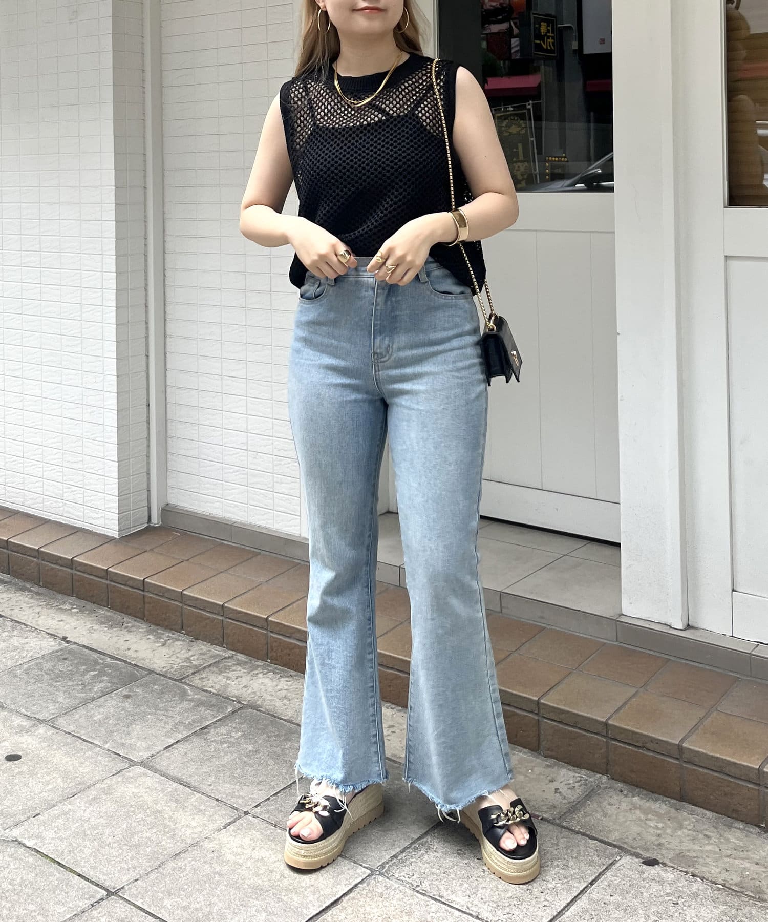 prose verse(プロズヴェール) ノースリーブメッシュニット