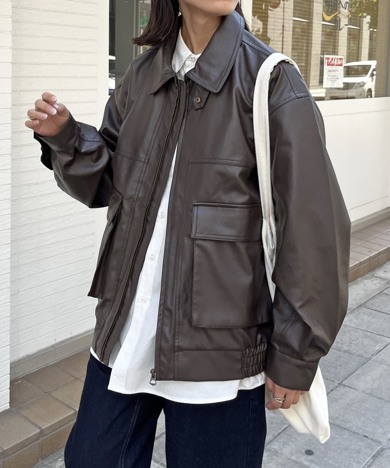 ジャケット【最安値】 定価¥8999 H\u0026M フェイクレザー ジャケット