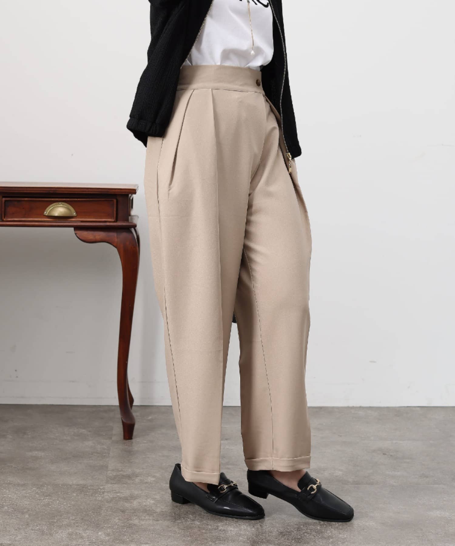 Chez toi(シェトワ) ハイウエストワイドストレートパンツ