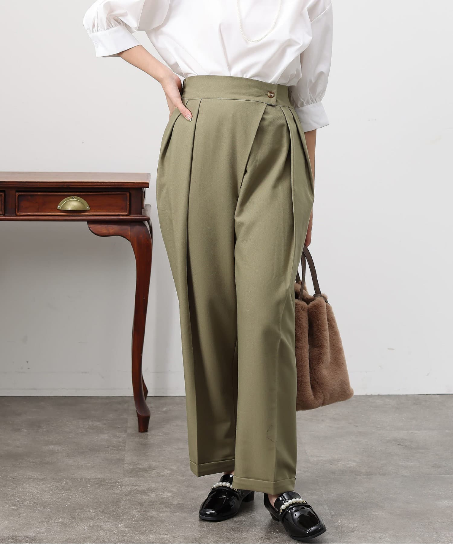 Chez toi(シェトワ) ハイウエストワイドストレートパンツ