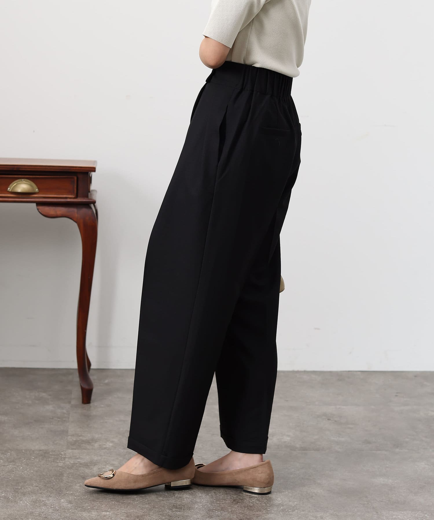 Chez toi(シェトワ) ハイウエストワイドストレートパンツ