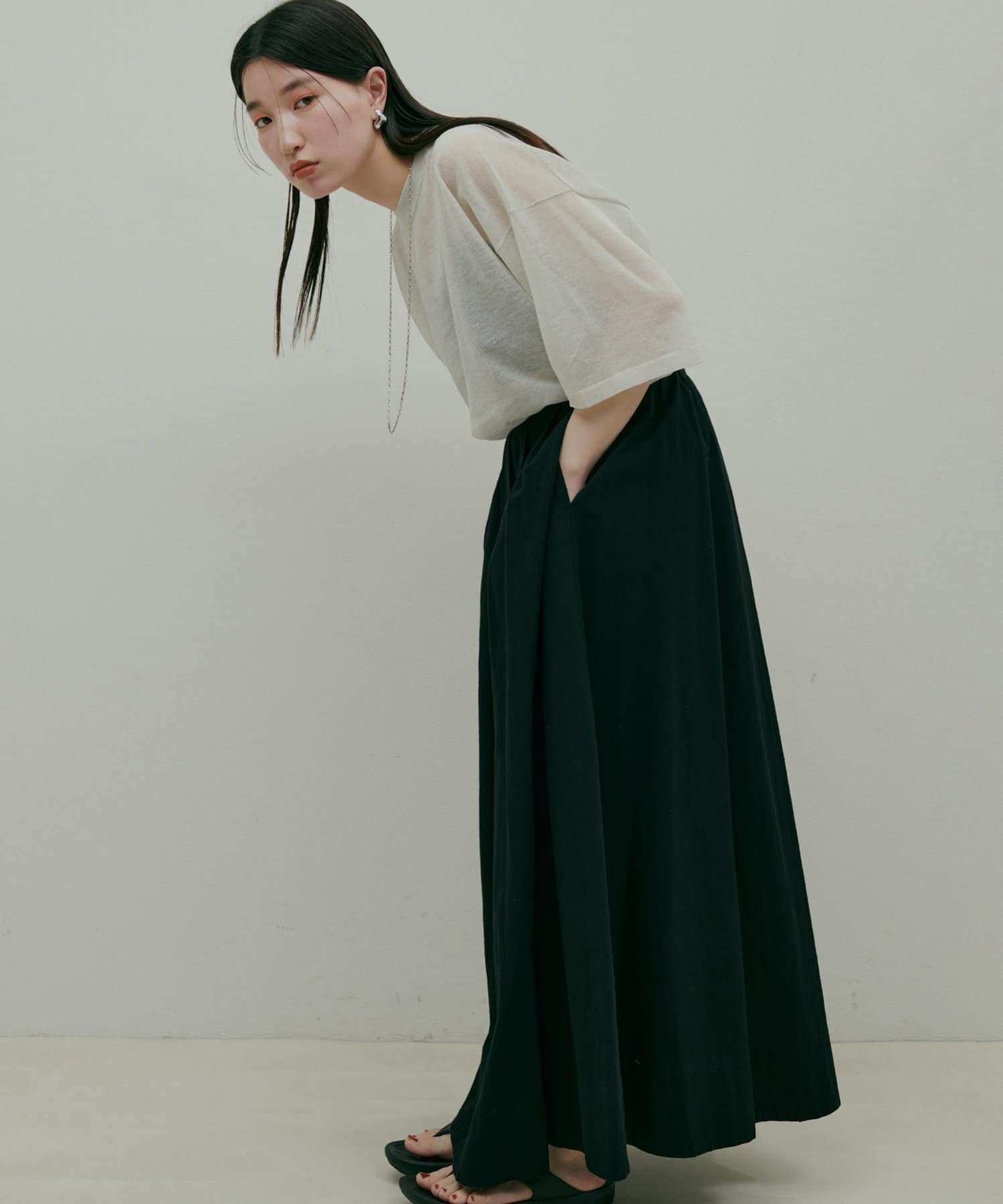 LARUTA(ラルータ) コットンリネンボリュームタックスカート