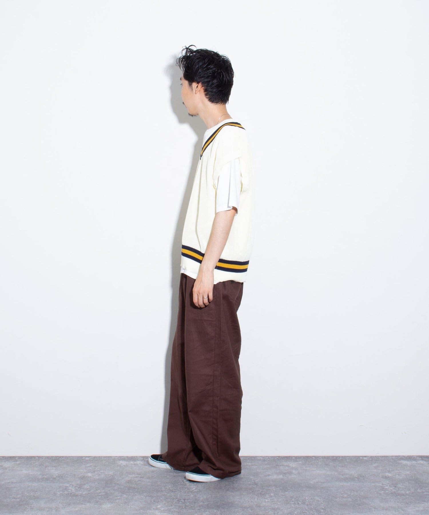 Tシャツ＋ベストの2点セット】チルデンニットベスト レイヤード