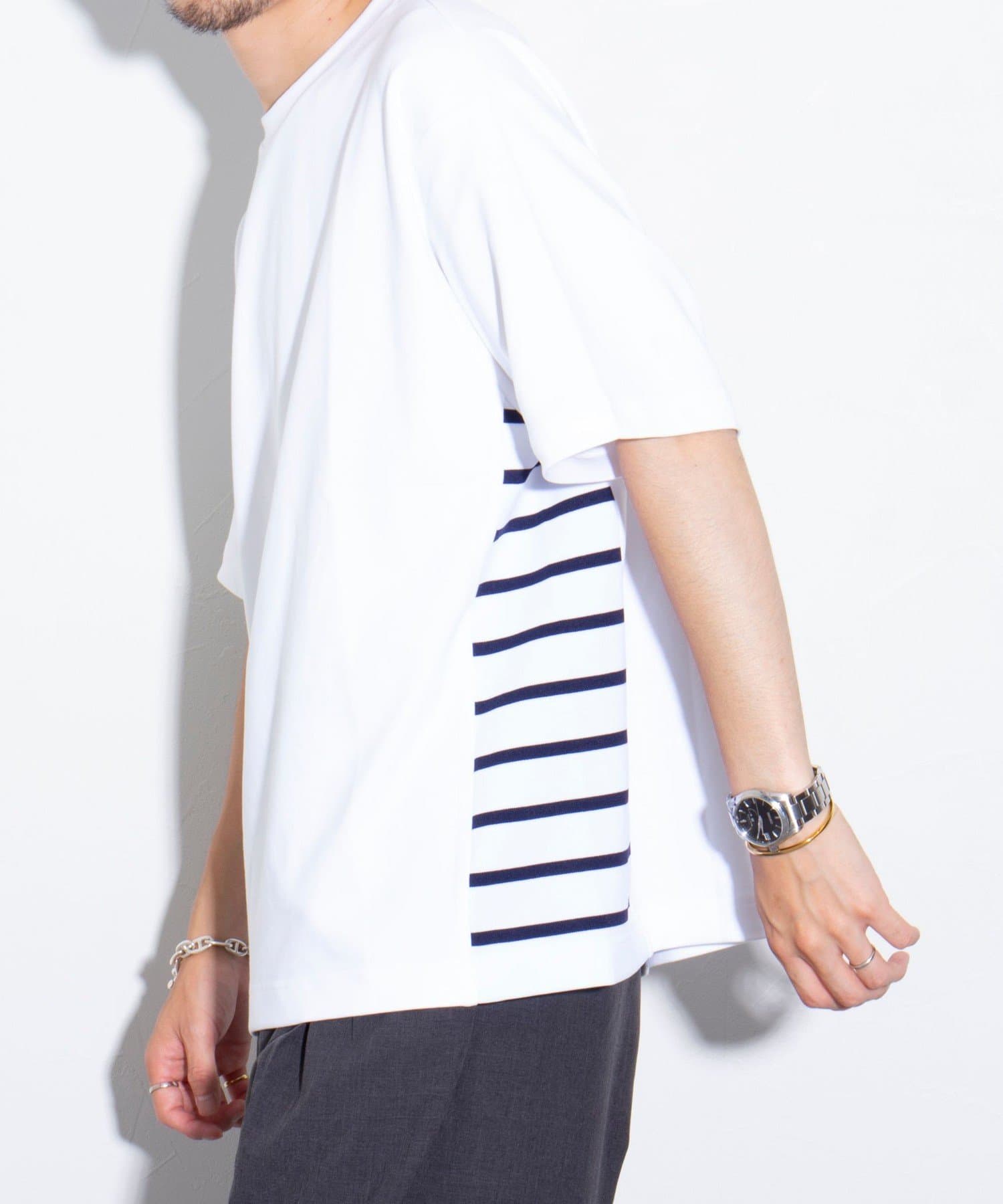 FREDY & GLOSTER(フレディ アンド グロスター) 【GLOSTER】サイドボーダーTシャツ 接触冷感 切り替え