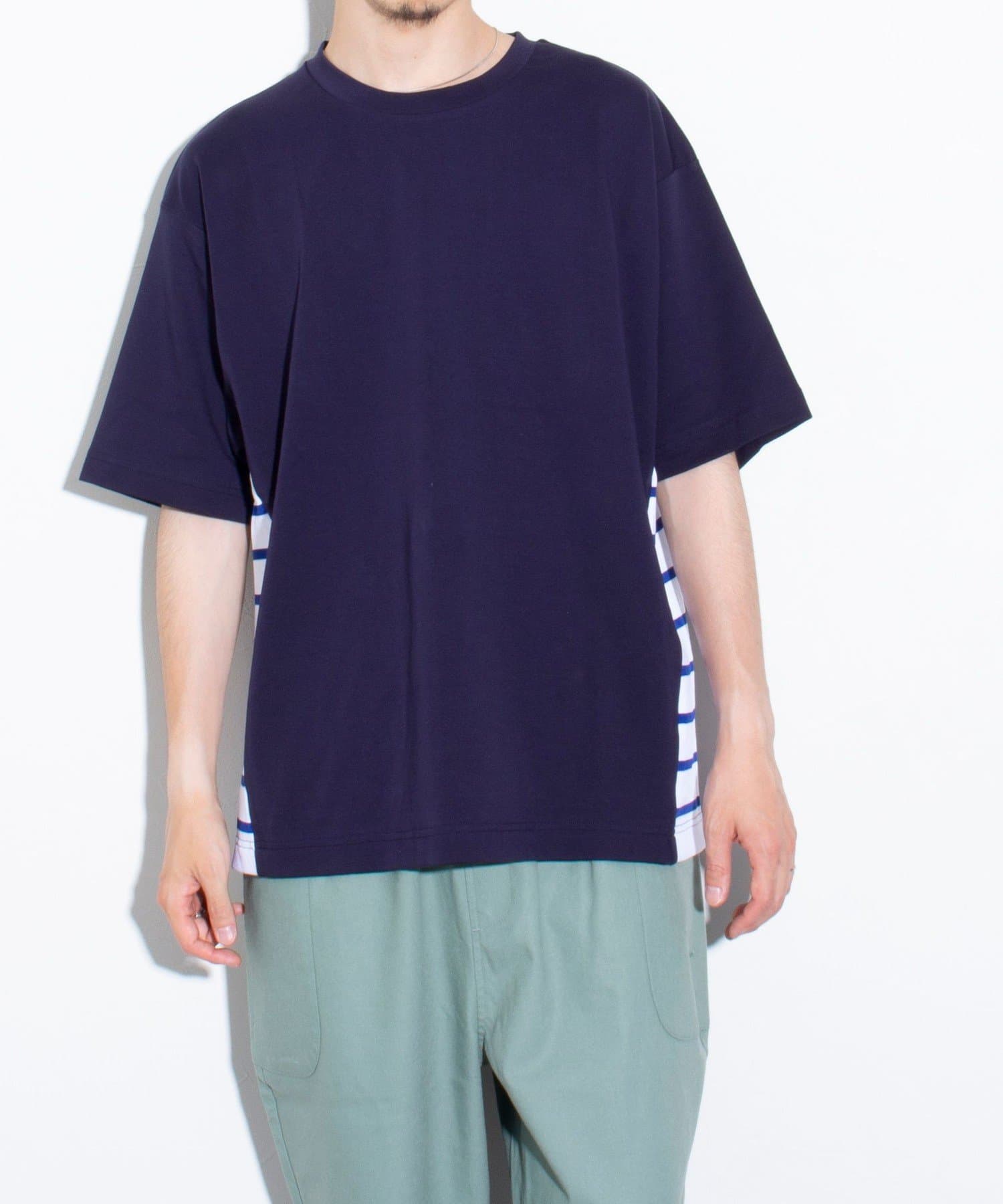 FREDY & GLOSTER(フレディ アンド グロスター) 【GLOSTER】サイドボーダーTシャツ 接触冷感 切り替え